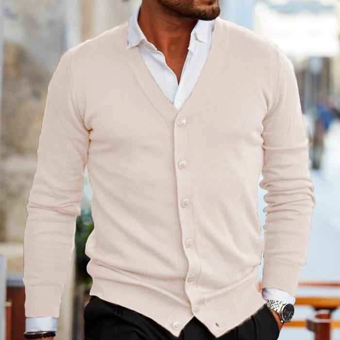 Cardigan Heren Voorjaar – Stijlvolle V-Hals Knit Met Knoopsluiting