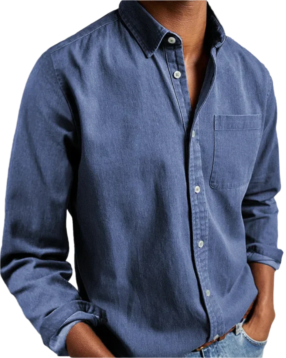 Herenshirt met lange mouwen en borstzak – zachte stof, casual fit & all-season look