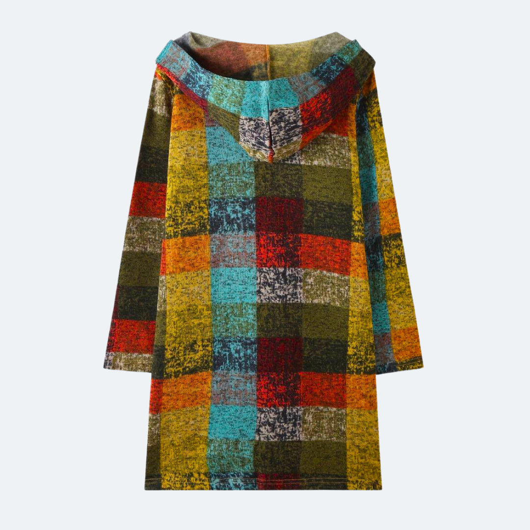 Geblokte Fleecejas Met Capuchon – Warme Statement Coat Voor Elk Seizoen