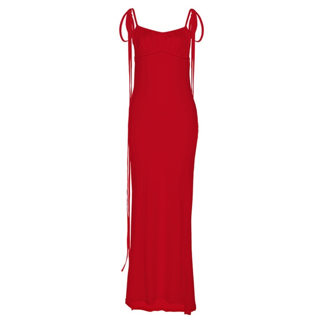 Rugloze Avondjurk Met Strikkoorden En Plooirug – Elegante Drama Met Maximale Impact