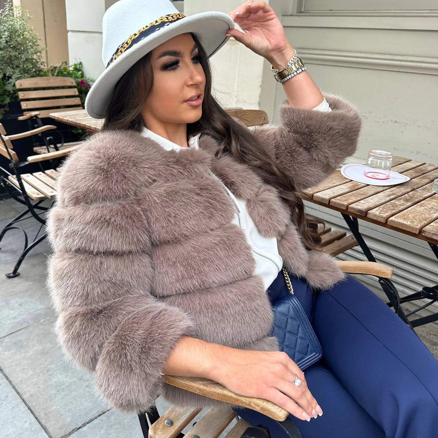 Dames Faux Fur Cropped Jas