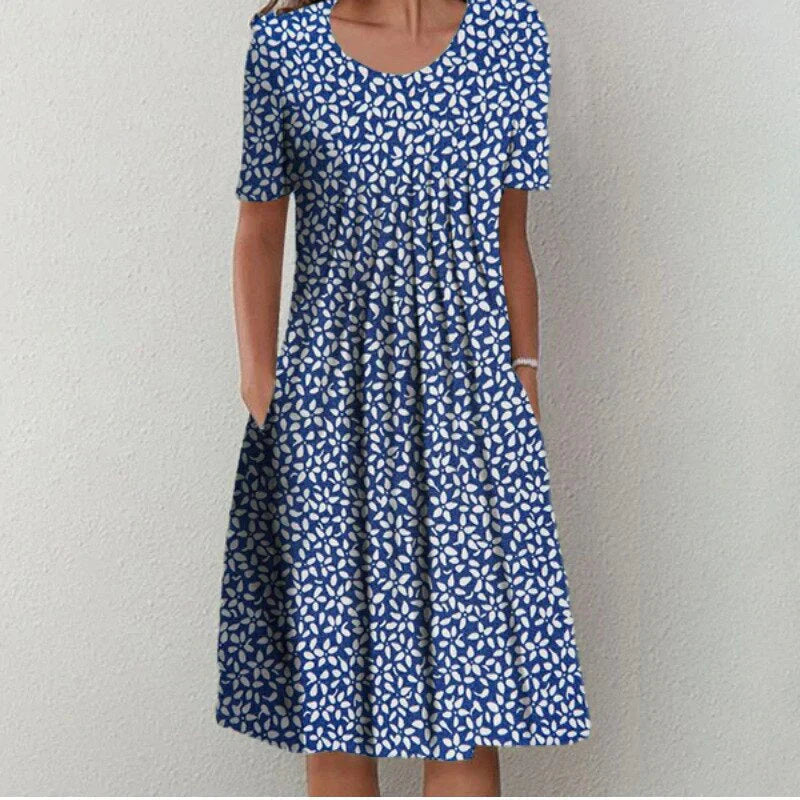 Nina | Bloemenprint Katoenen Zomerjurk – Voorjaar & Zomer