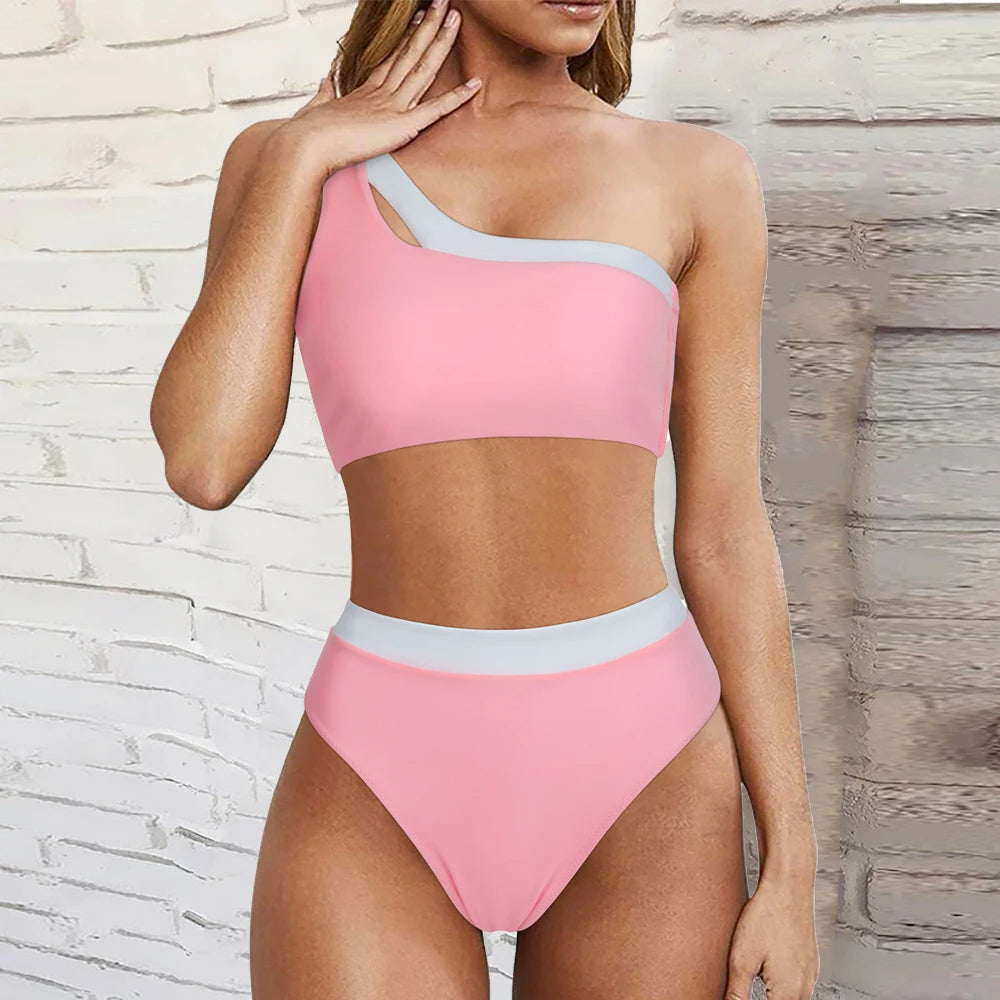 Asymmetrische bikini voor dames – hoge taille, stevige pasvorm & zomerse elegantie