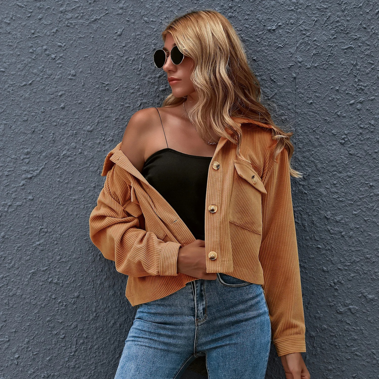 Corduroy Jas Met Zakken – Trendy Korte Damesjas Voor Lente & Zomer In Meerdere Kleuren