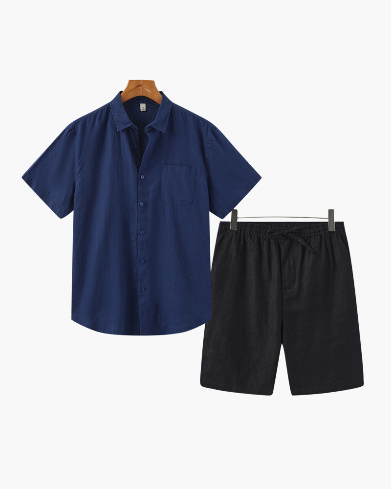 Heren set met korte broek en luchtig overhemd – ademend, casual & ideaal voor warme dagen
