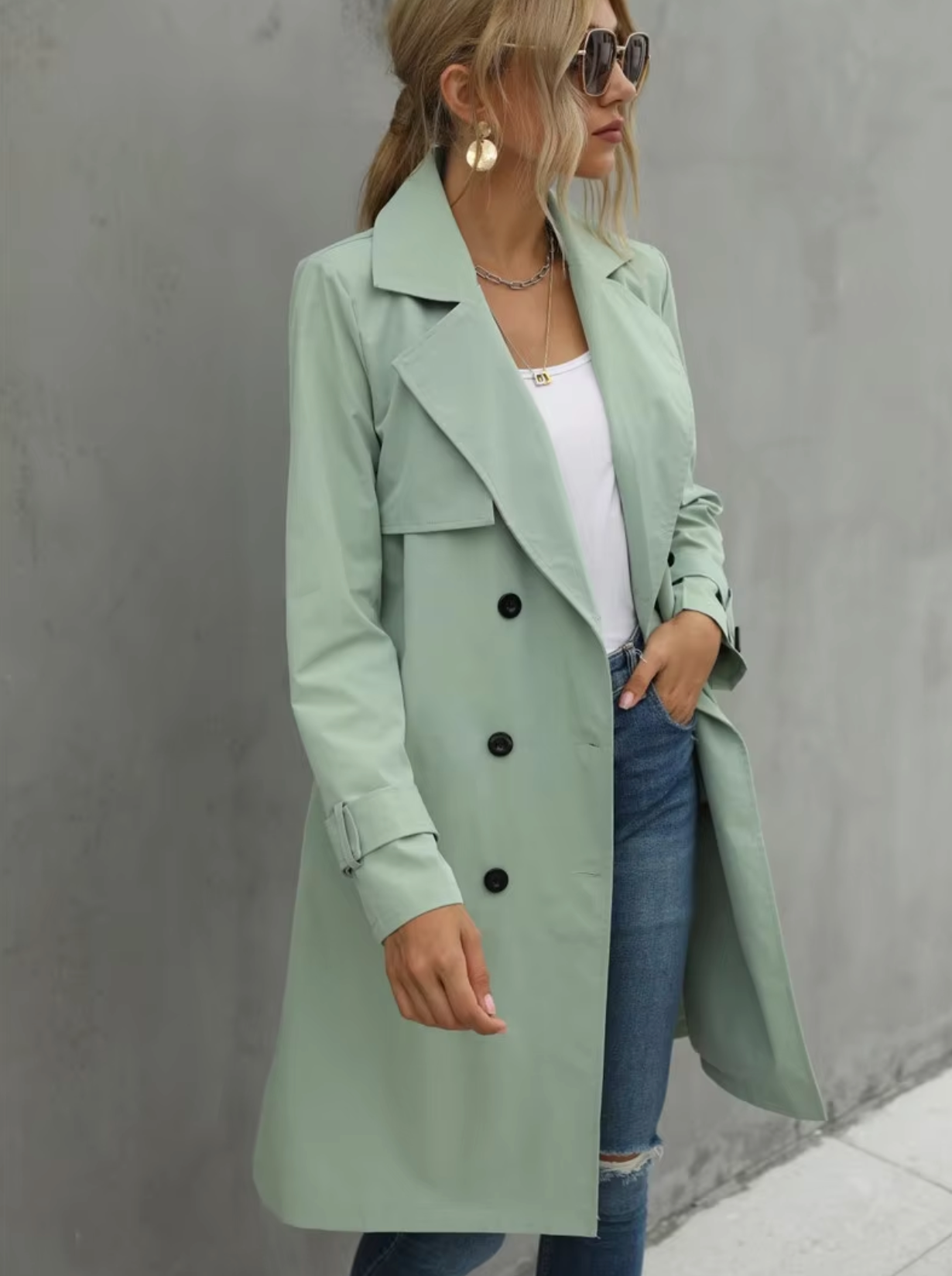 Klassieke Trenchcoat Met Revers En Dubbele Knopen – Tijdloze City Chic Voor Elke Dag