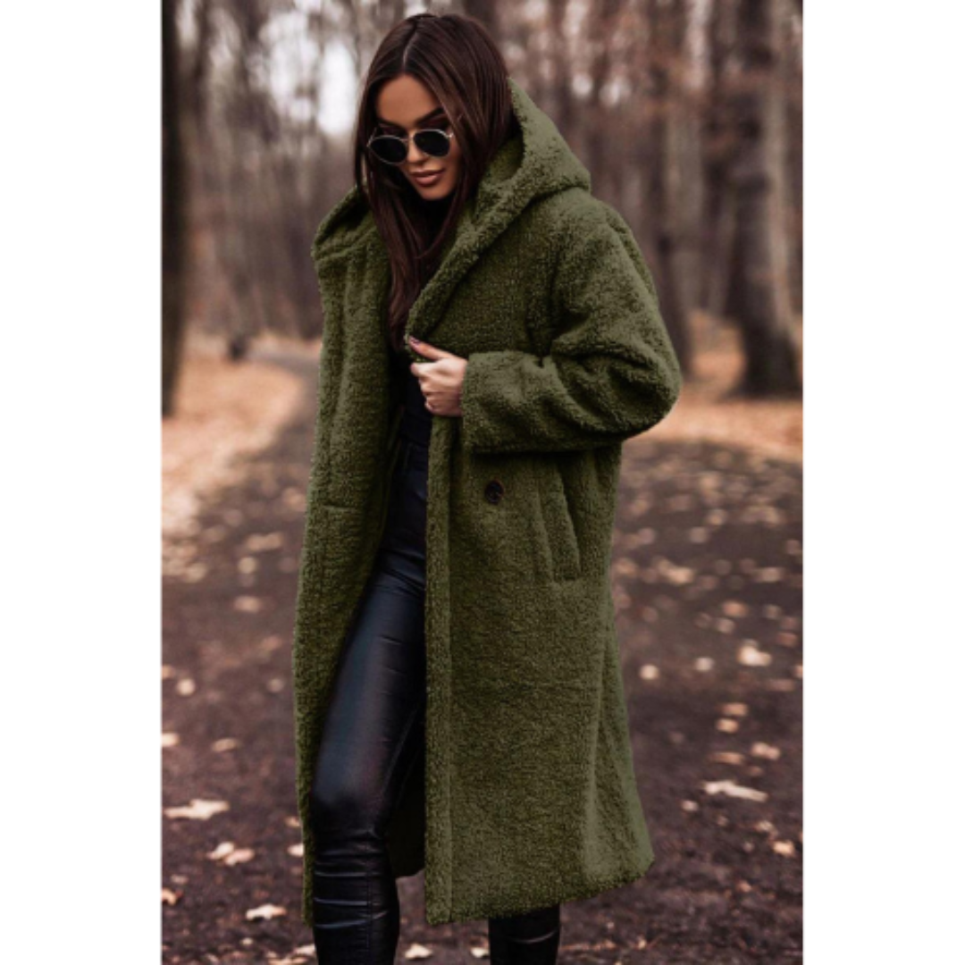 Lange Teddyjas Met Capuchon – Stijlvolle En Warme Jas Voor Herfst, Winter & Koude Lentedagen