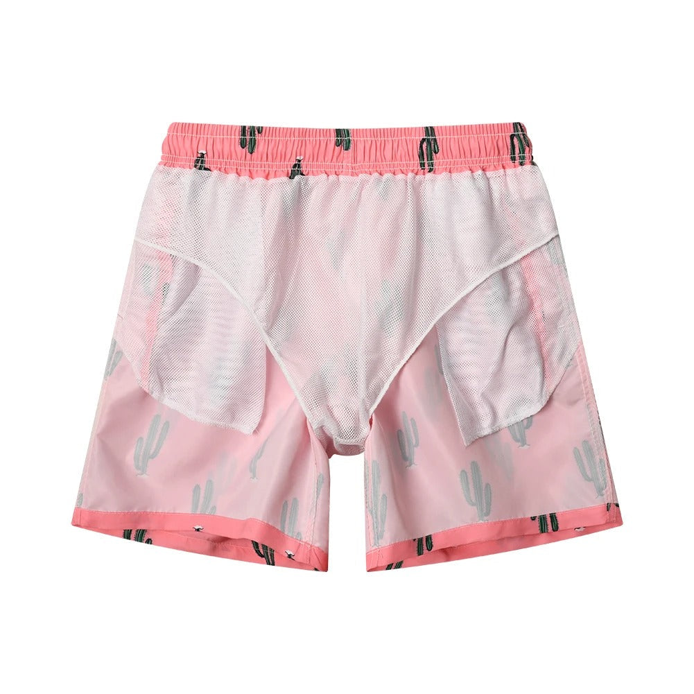 Heren zwemshort met cactusprint – ademend, verstelbaar & perfect voor zomerdagen