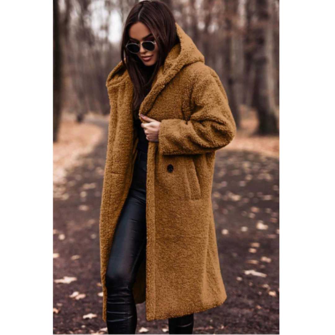 Lange Teddyjas Met Capuchon – Stijlvolle En Warme Jas Voor Herfst, Winter & Koude Lentedagen