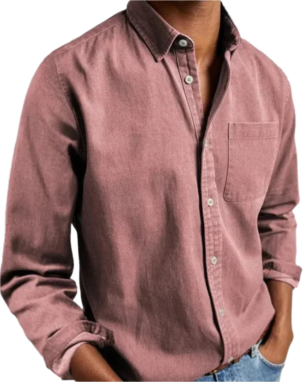 Herenshirt met lange mouwen en borstzak – zachte stof, casual fit & all-season look