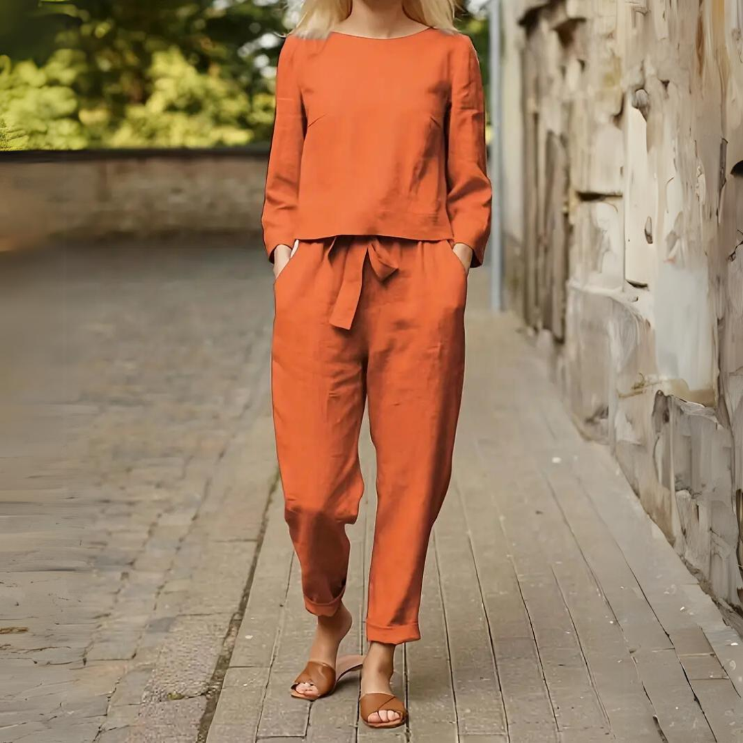 2-Delige Linnen Look Set Met Strikbroek – Luchtige Everyday Chic