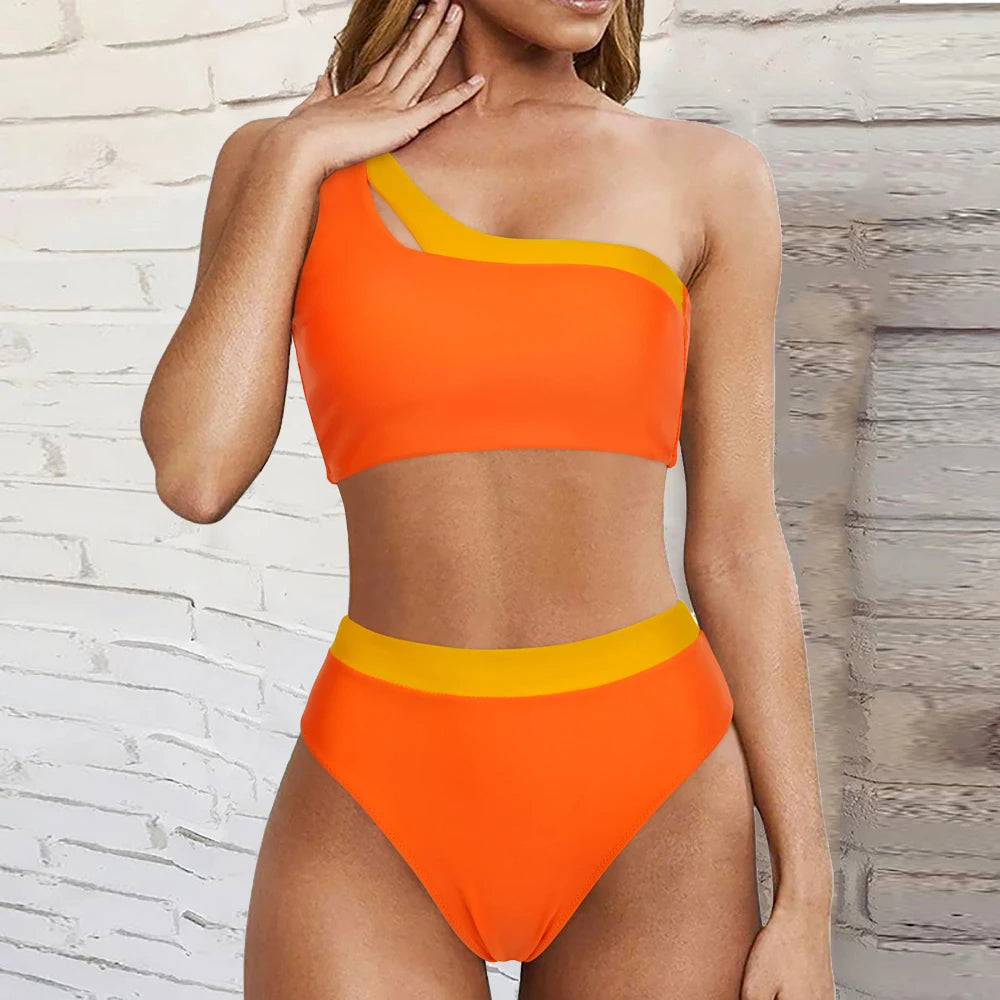 Asymmetrische bikini voor dames – hoge taille, stevige pasvorm & zomerse elegantie