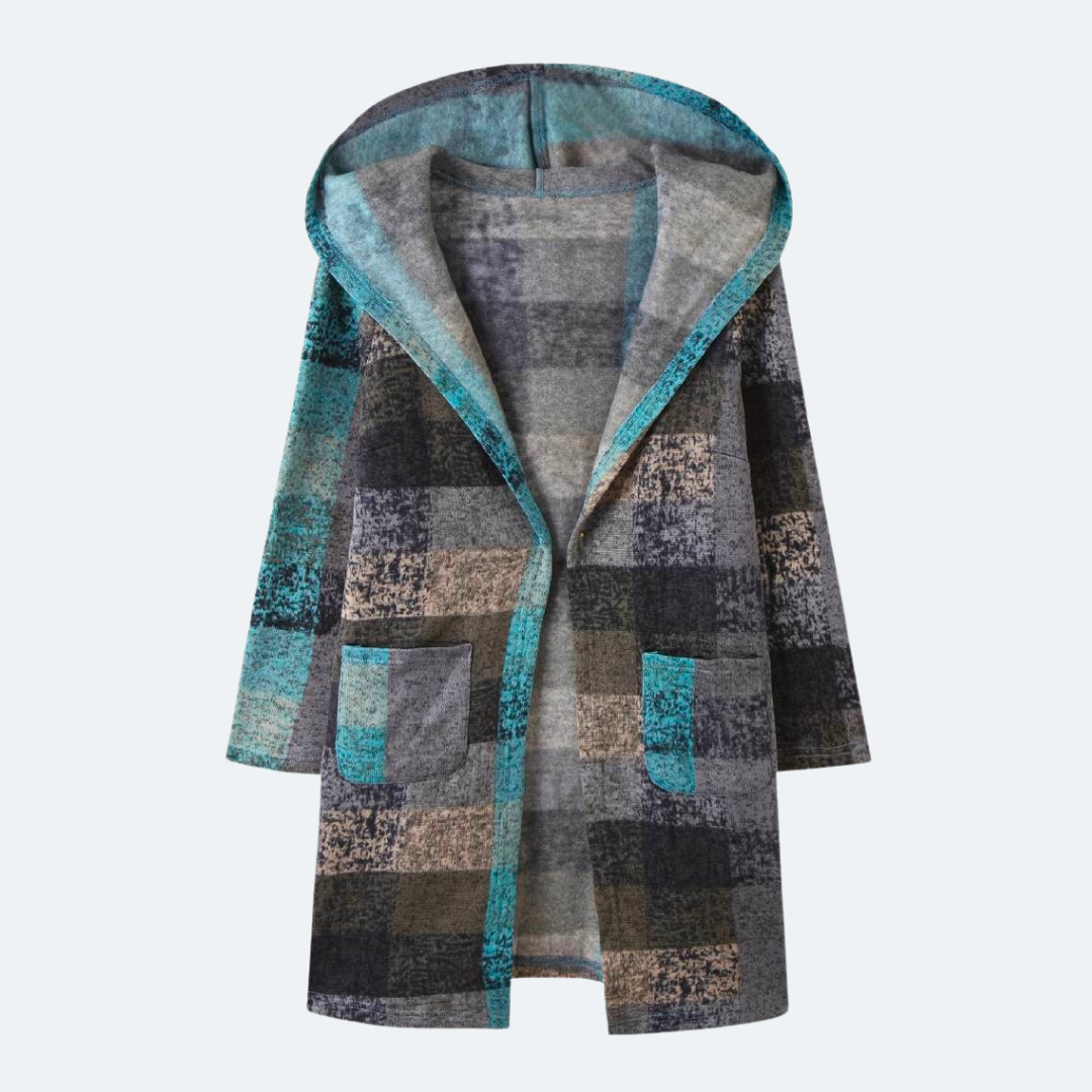 Geblokte Fleecejas Met Capuchon – Warme Statement Coat Voor Elk Seizoen