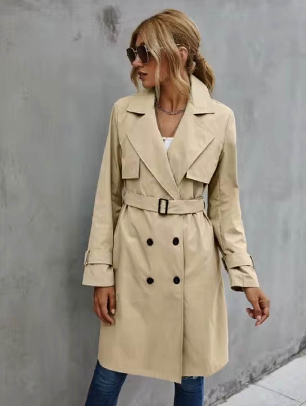 Klassieke Trenchcoat Met Revers En Dubbele Knopen – Tijdloze City Chic Voor Elke Dag