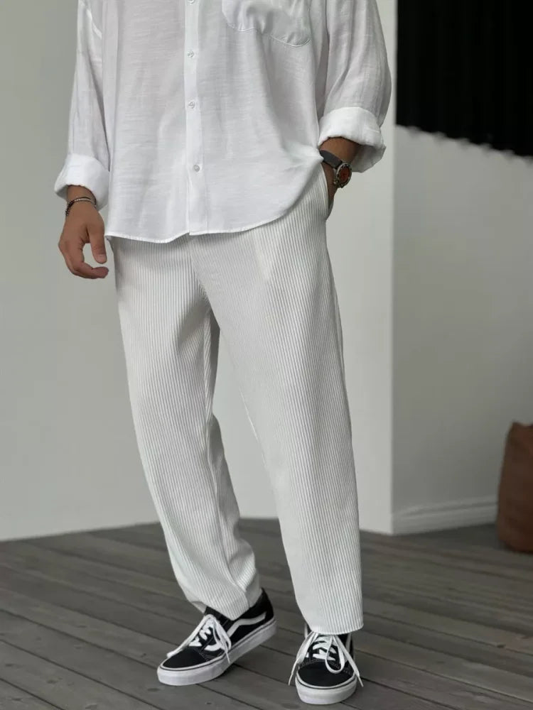 Comfort Fit Plissé Broek Heren