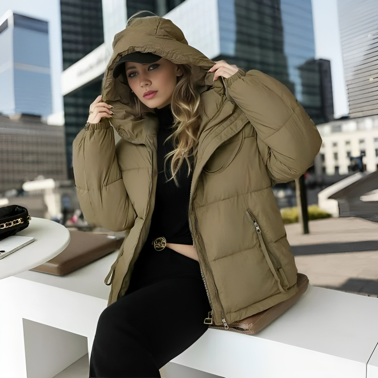 Oversized Gewatteerde Winterjas Met Capuchon – Warme Damesjas Met Dubbele Rits Voor Herfst & Winter