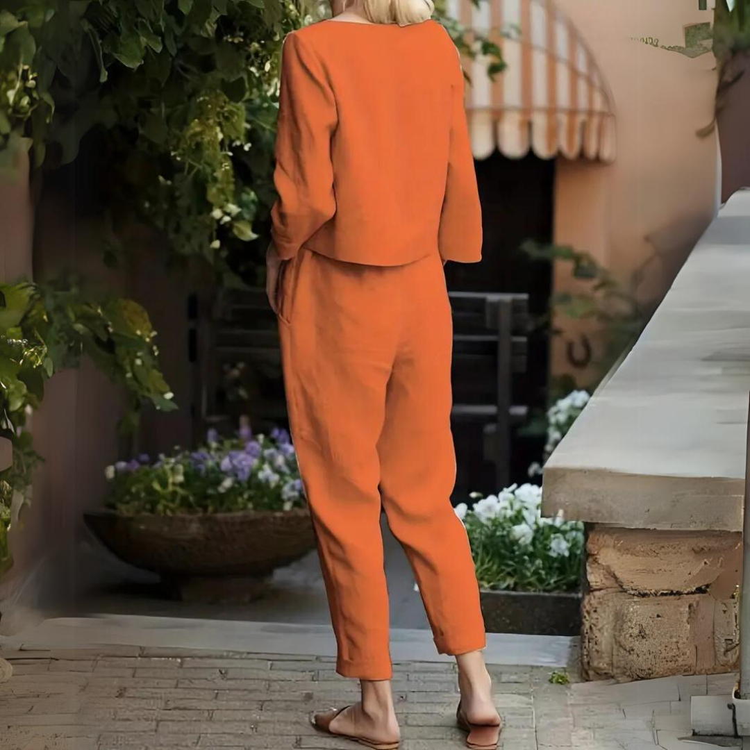 2-Delige Linnen Look Set Met Strikbroek – Luchtige Everyday Chic