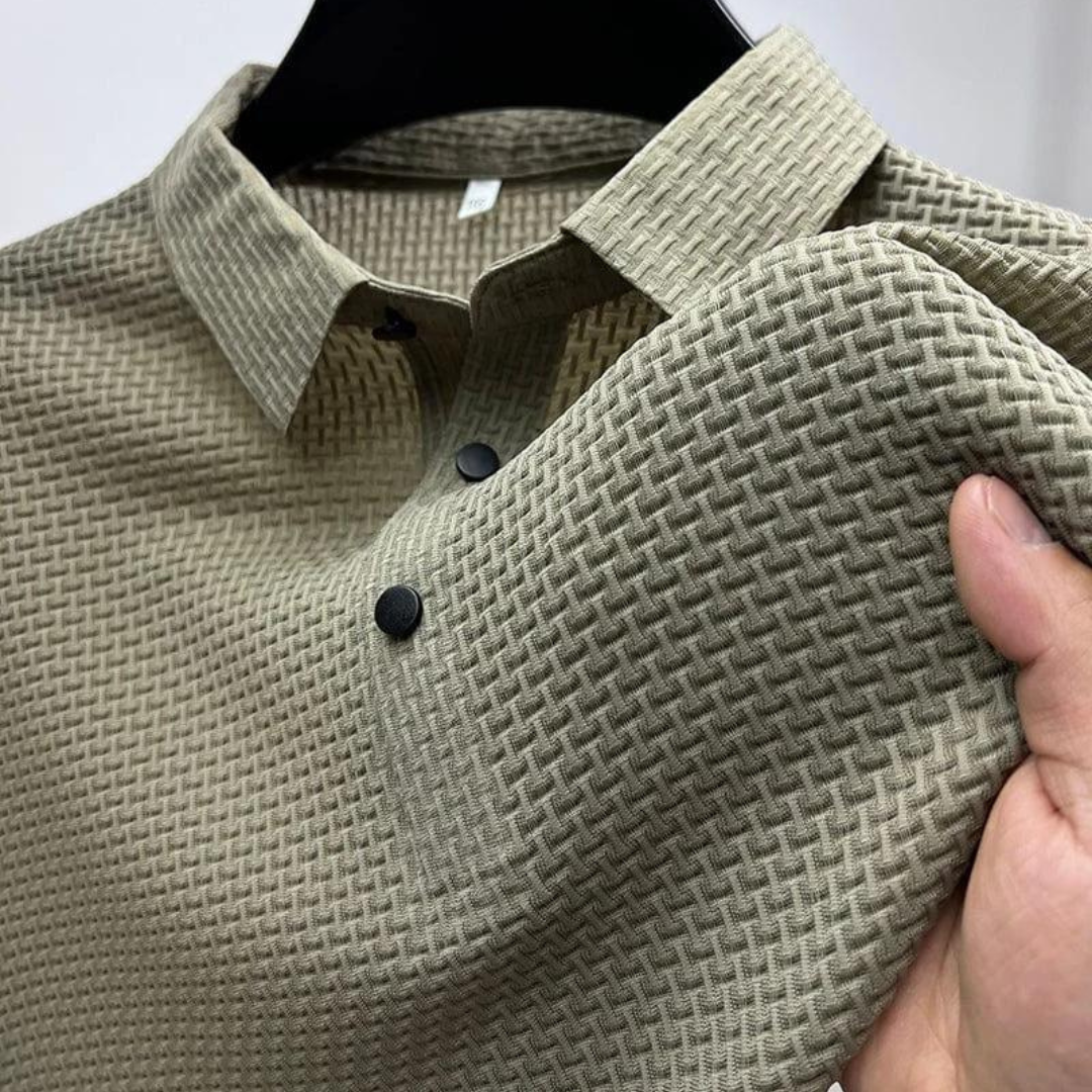 Heren polo met korte mouwen – gebreide structuur, ademend & zomers elegant
