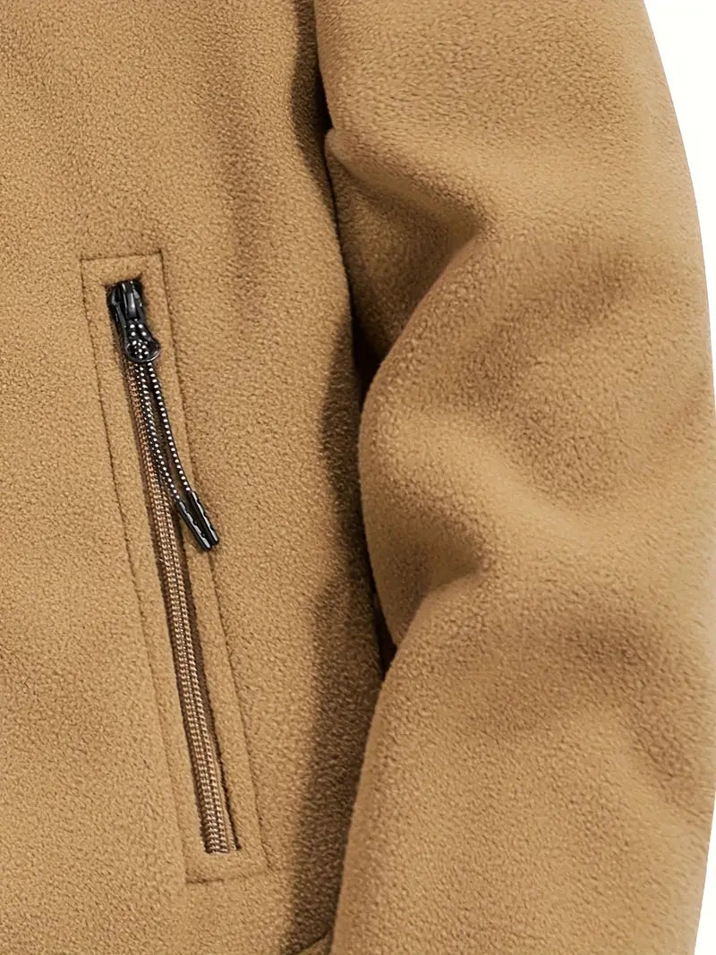 Winter Heren Fleece Jas Met Capuchon, Ritssluiting En Gevoerde Binnenzijde