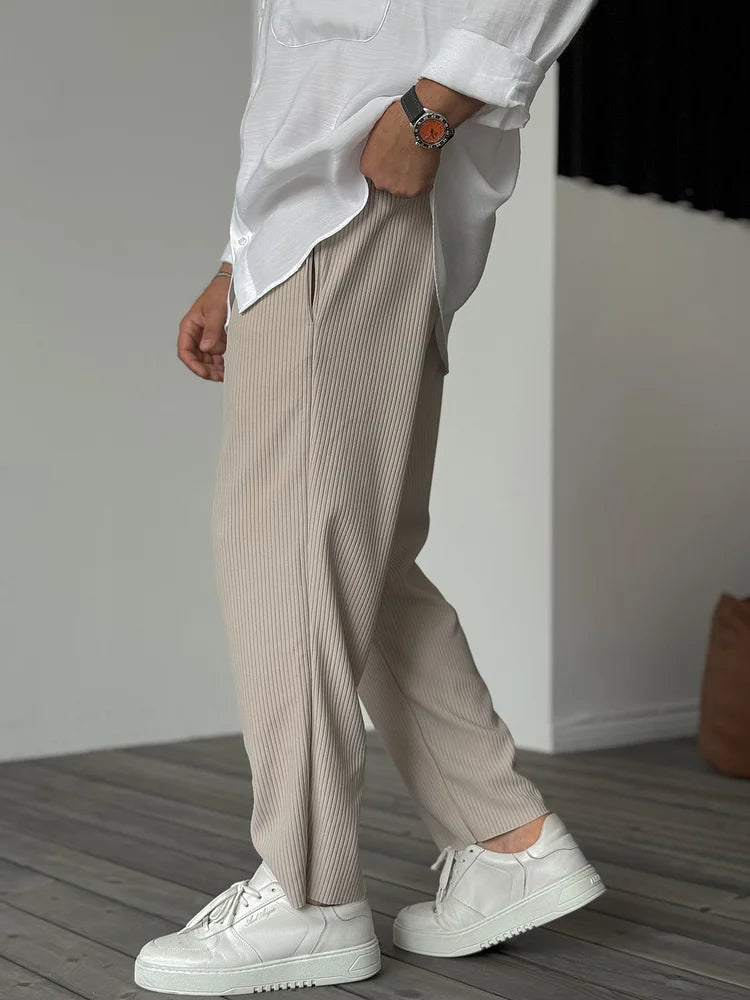Comfort Fit Plissé Broek Heren