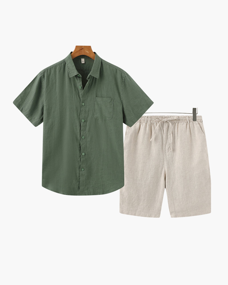 Heren set met korte broek en luchtig overhemd – ademend, casual & ideaal voor warme dagen