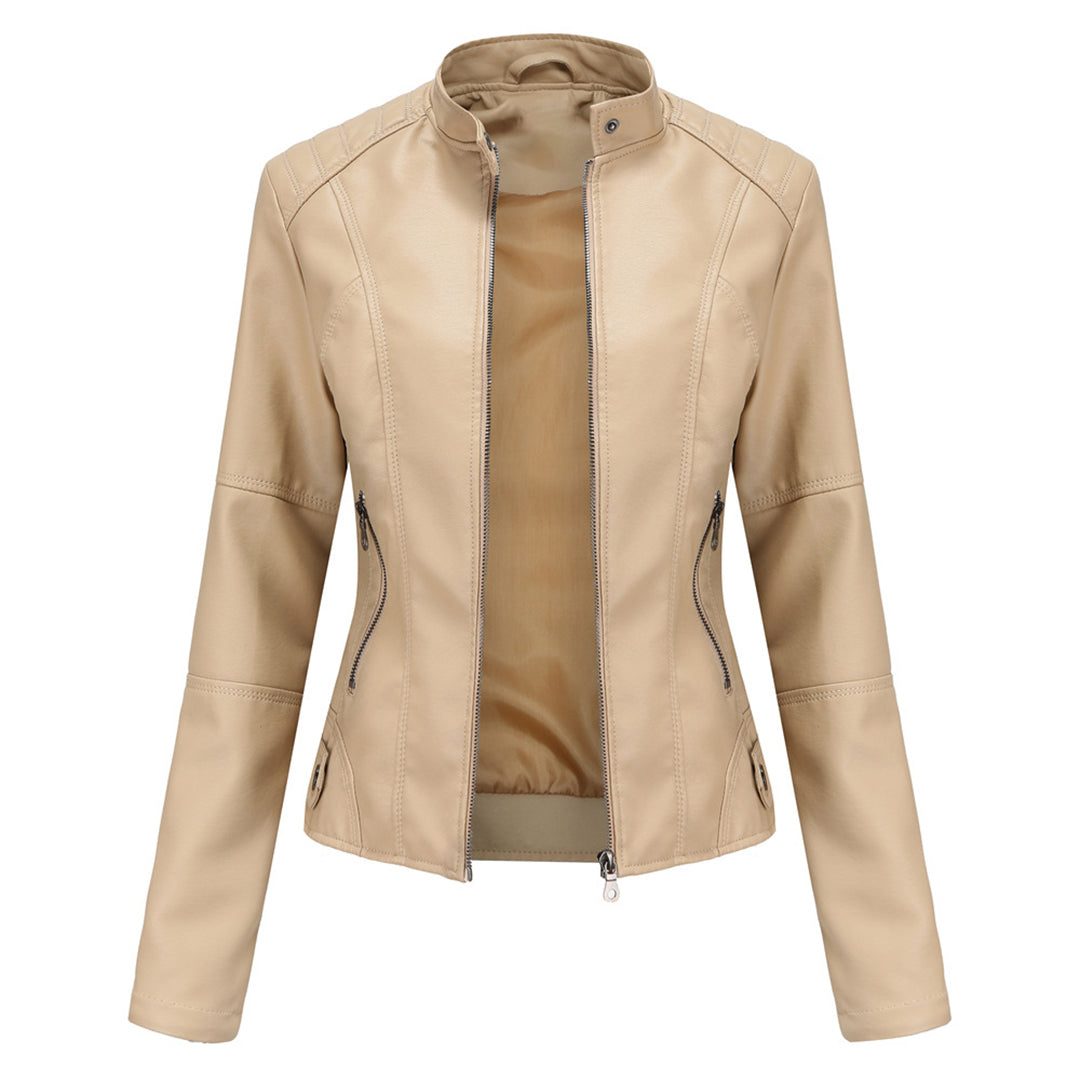 Fitted Leren Jas Met Bikerstijl
