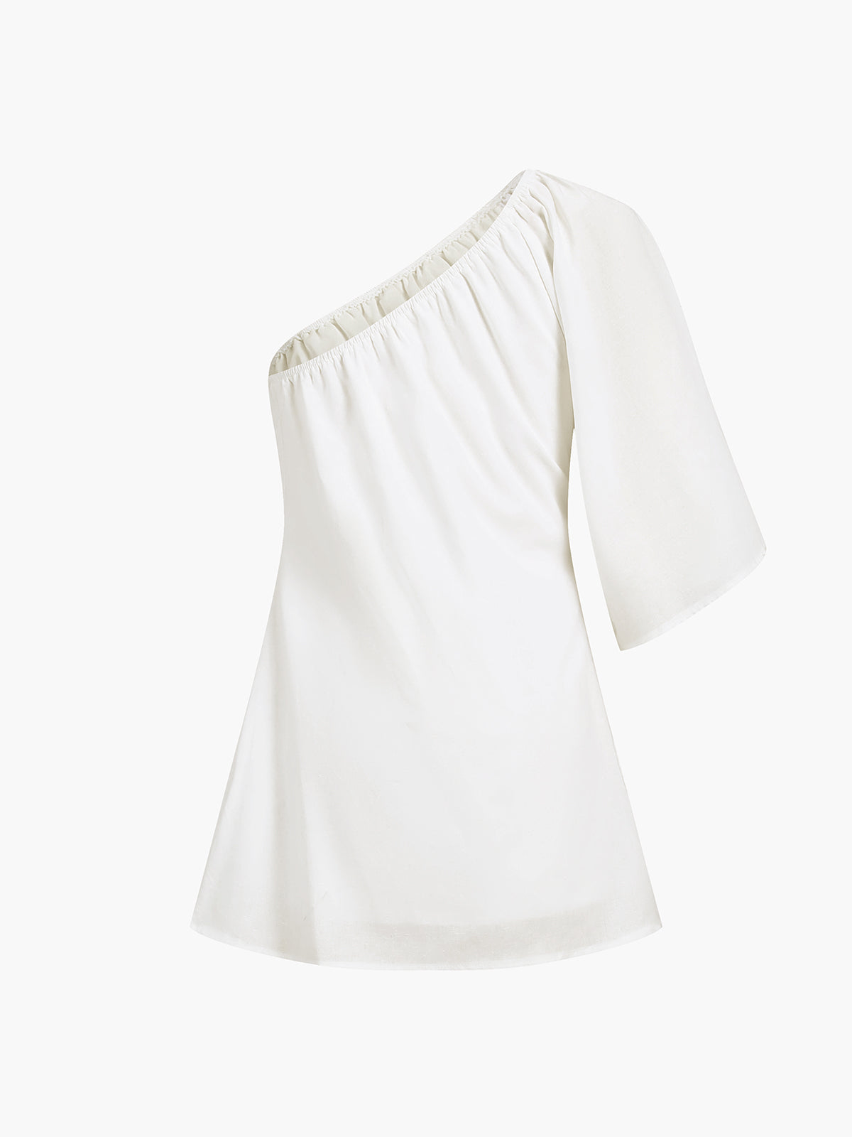 Elegante Katoenen Linnen Korte Jurk Voor Modebewuste Dames – Eén Mouw, Luftige Pasvorm & Ideaal Voor Zomerse Outfits.