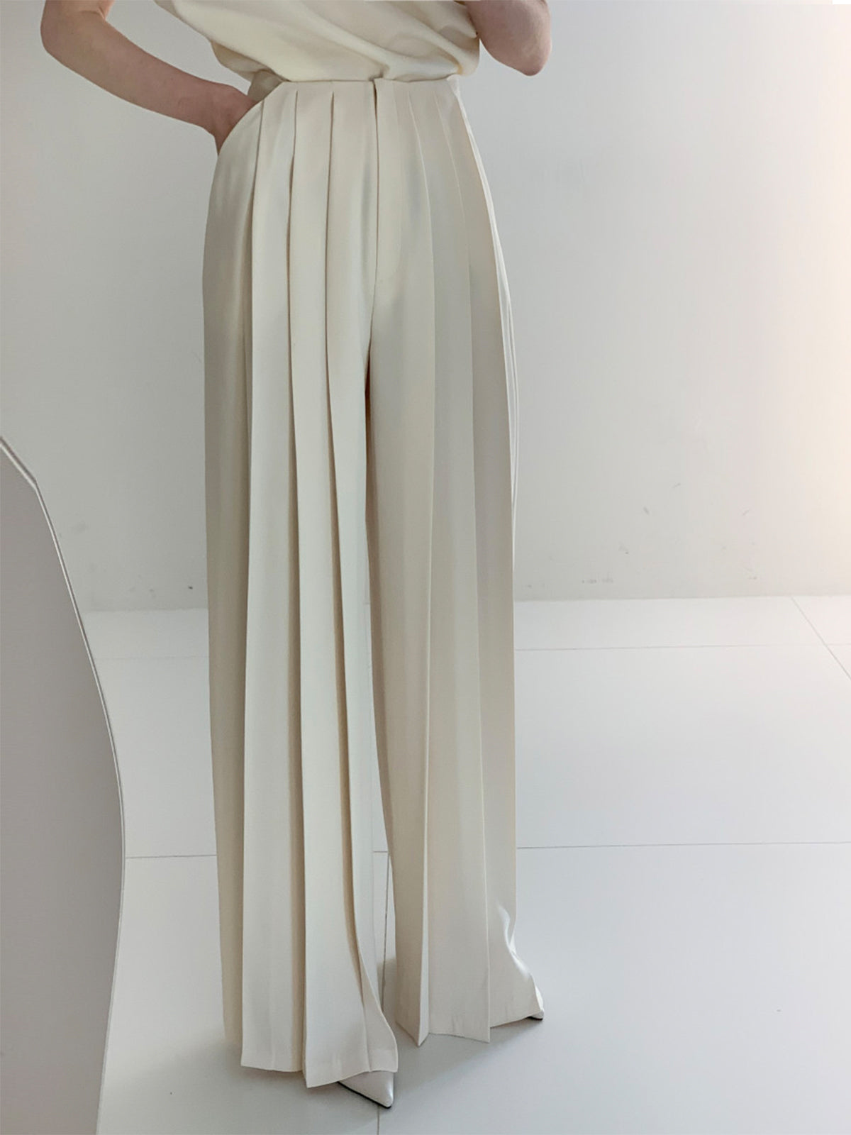 Plissé Hoge Taille Wijde Pantalon Voor Modieuze Vrouwen – Elegant Design, Comfortabele Pasvorm & Ideaal Voor Zowel Dagelijks Gebruik Als Speciale Gelegenheden.