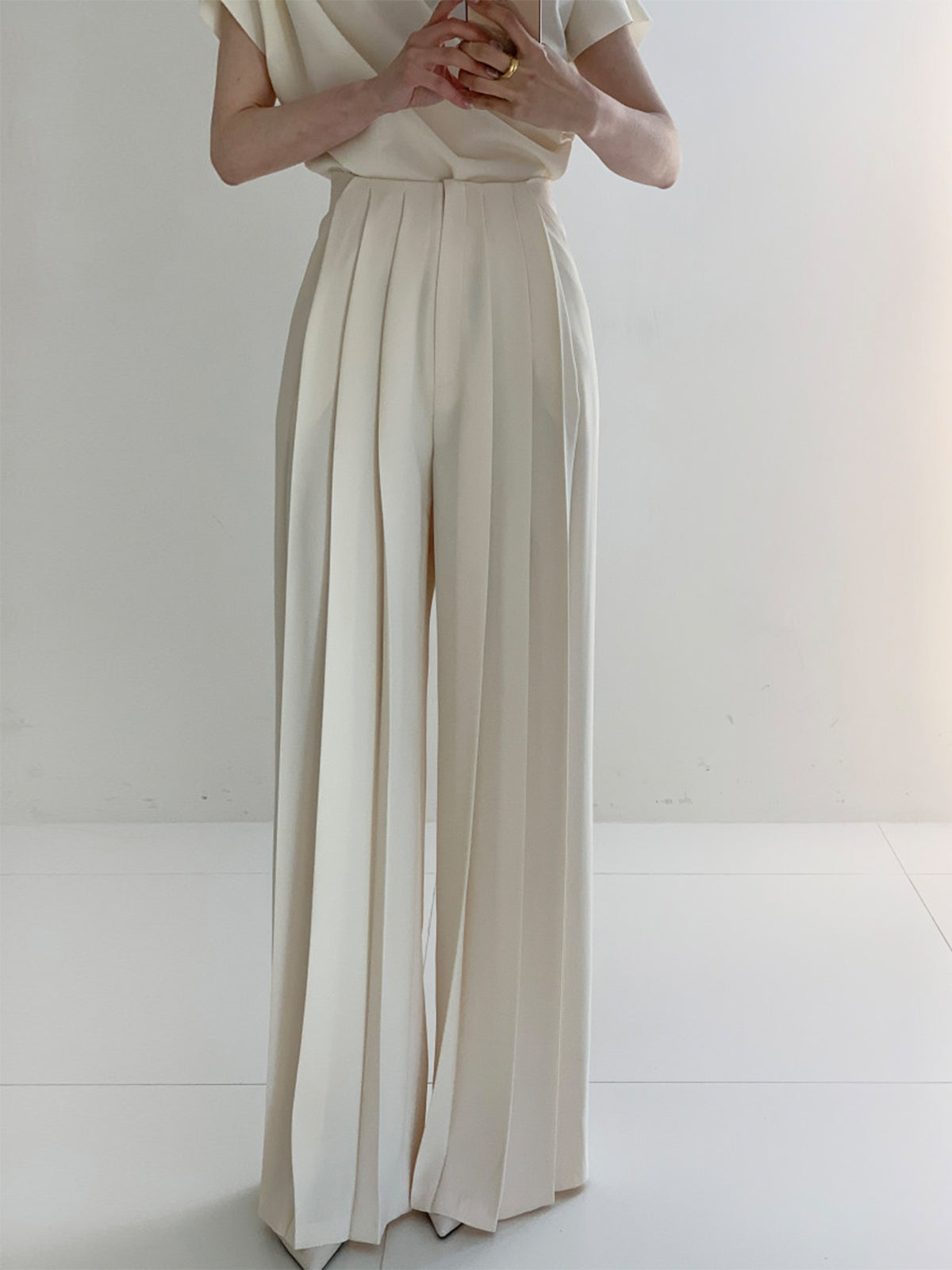 Plissé Hoge Taille Wijde Pantalon Voor Modieuze Vrouwen – Elegant Design, Comfortabele Pasvorm & Ideaal Voor Zowel Dagelijks Gebruik Als Speciale Gelegenheden.