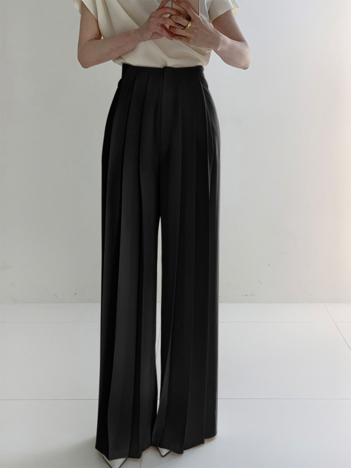 Plissé Hoge Taille Wijde Pantalon Voor Modieuze Vrouwen – Elegant Design, Comfortabele Pasvorm & Ideaal Voor Zowel Dagelijks Gebruik Als Speciale Gelegenheden.