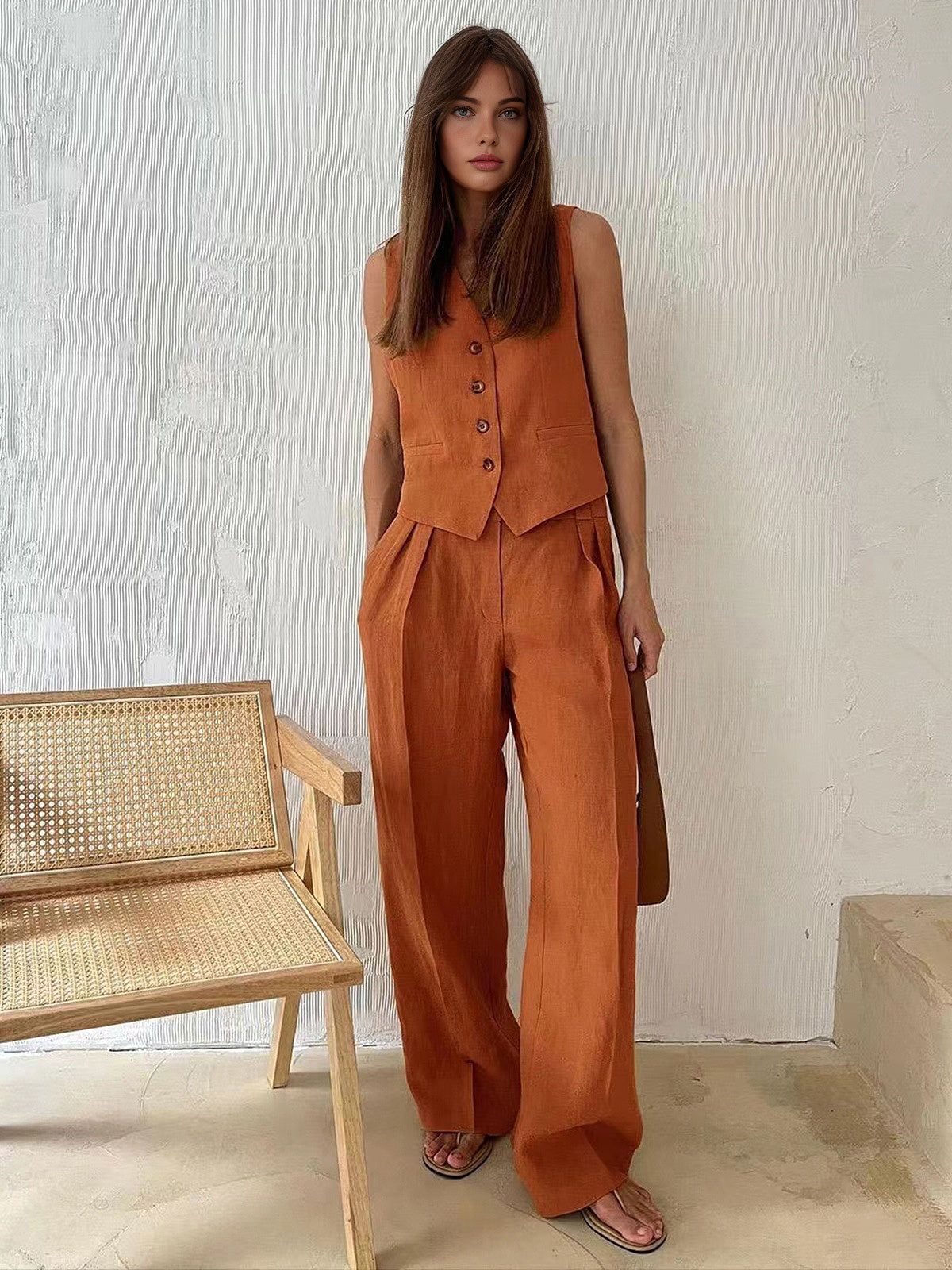 Stijlvolle Katoenen & Linnen Broek Set Voor Modebewuste Vrouwen – Ademend, Lichtgewicht & Ideaal Voor Zomerse Uitstapjes.