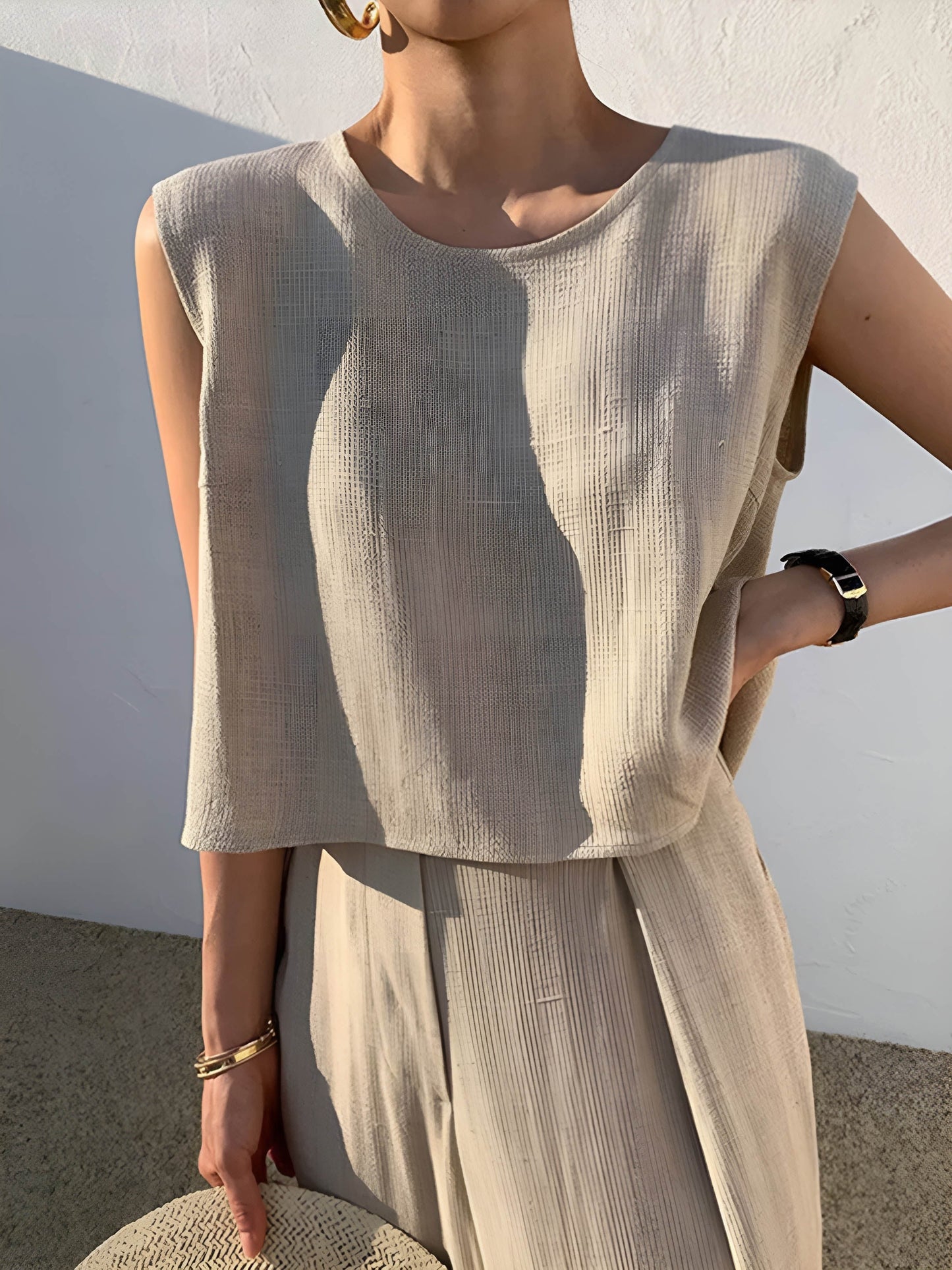 Linnen Mix Casual Broek Set Voor De Modebewuste Vrouw – Ademend, Lichtgewicht & Ideaal Voor Zomerse Dagen En Casual Uitstapjes.