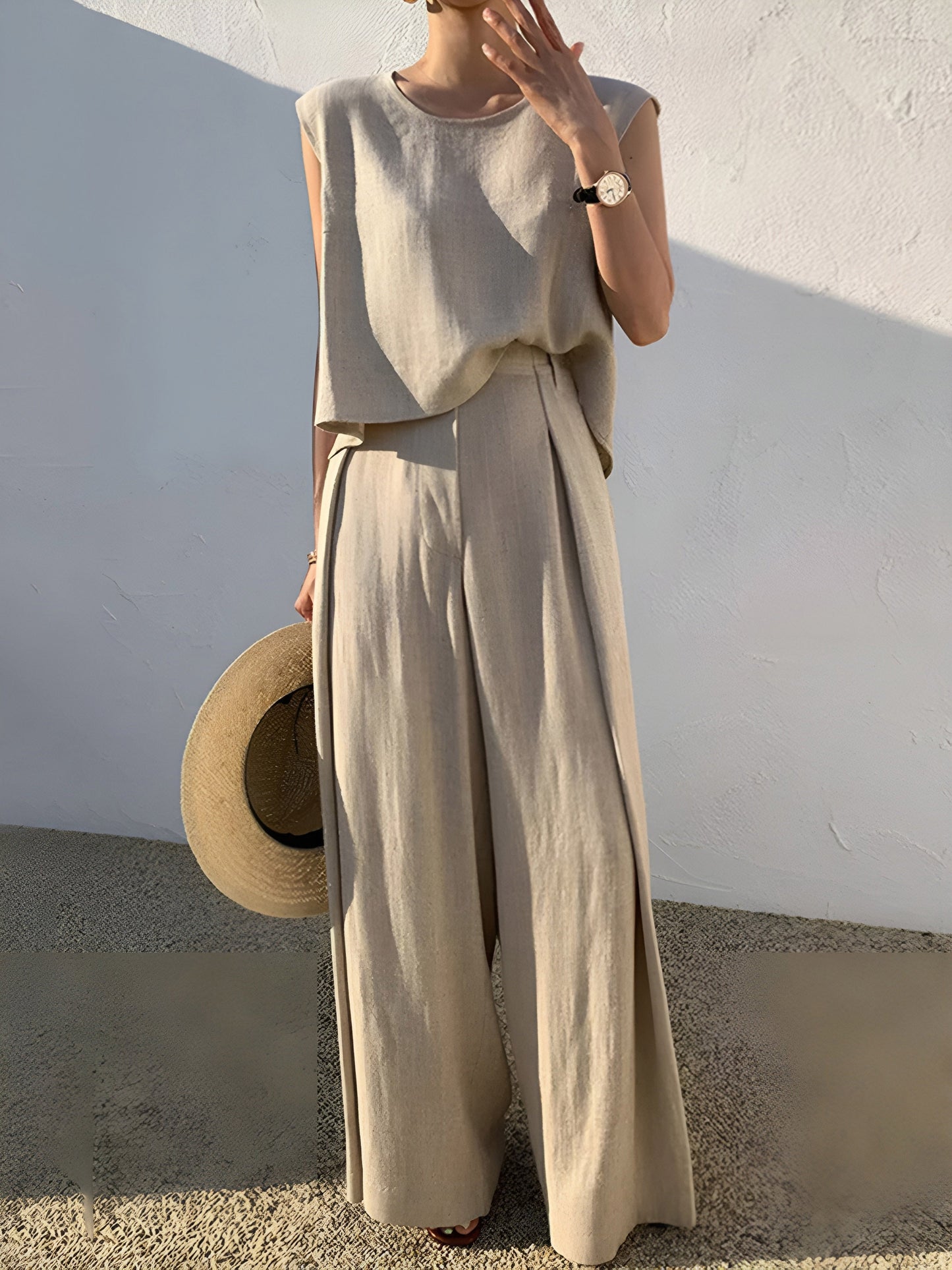 Linnen Mix Casual Broek Set Voor De Modebewuste Vrouw – Ademend, Lichtgewicht & Ideaal Voor Zomerse Dagen En Casual Uitstapjes.