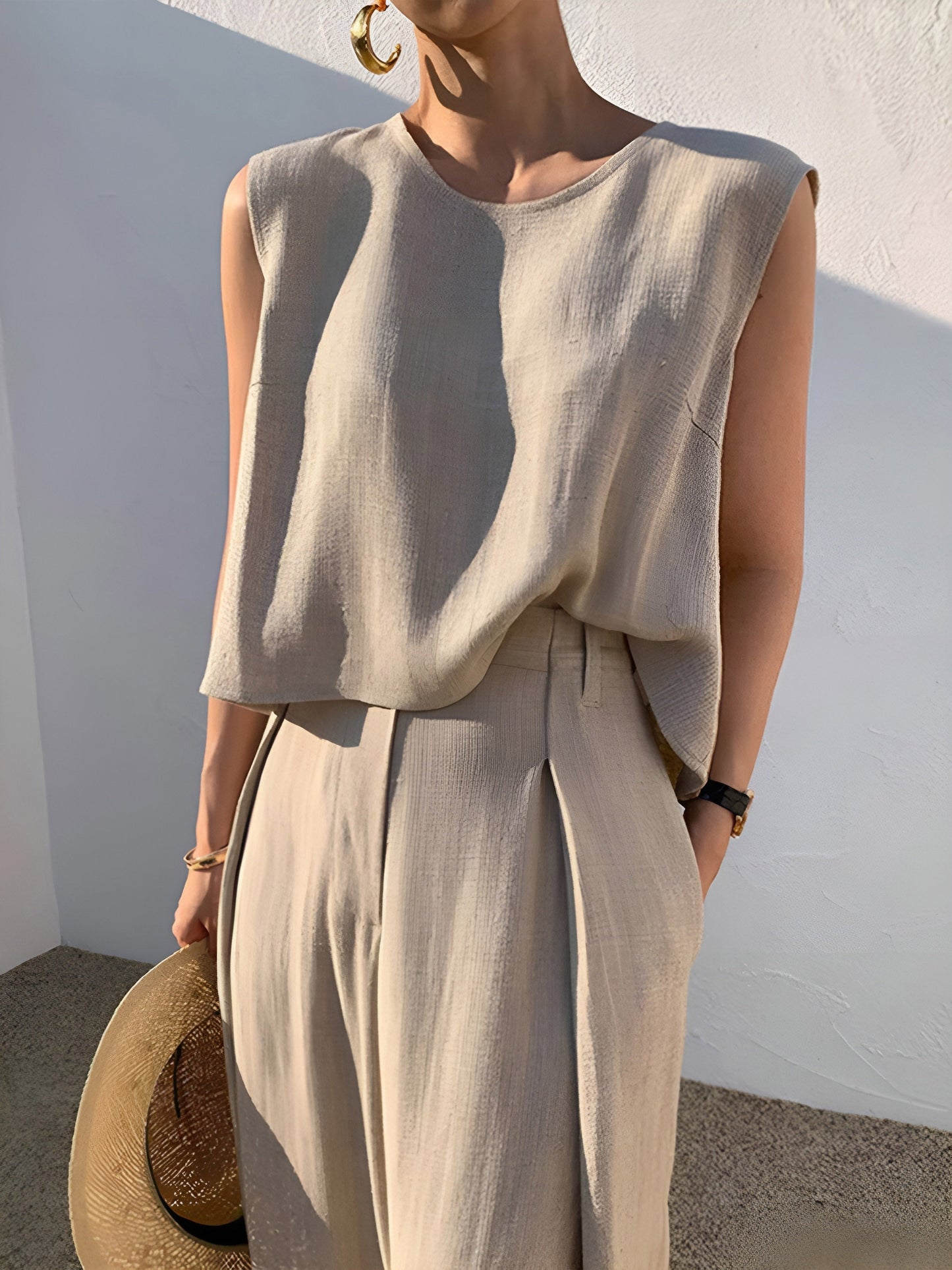 Linnen Mix Casual Broek Set Voor De Modebewuste Vrouw – Ademend, Lichtgewicht & Ideaal Voor Zomerse Dagen En Casual Uitstapjes.