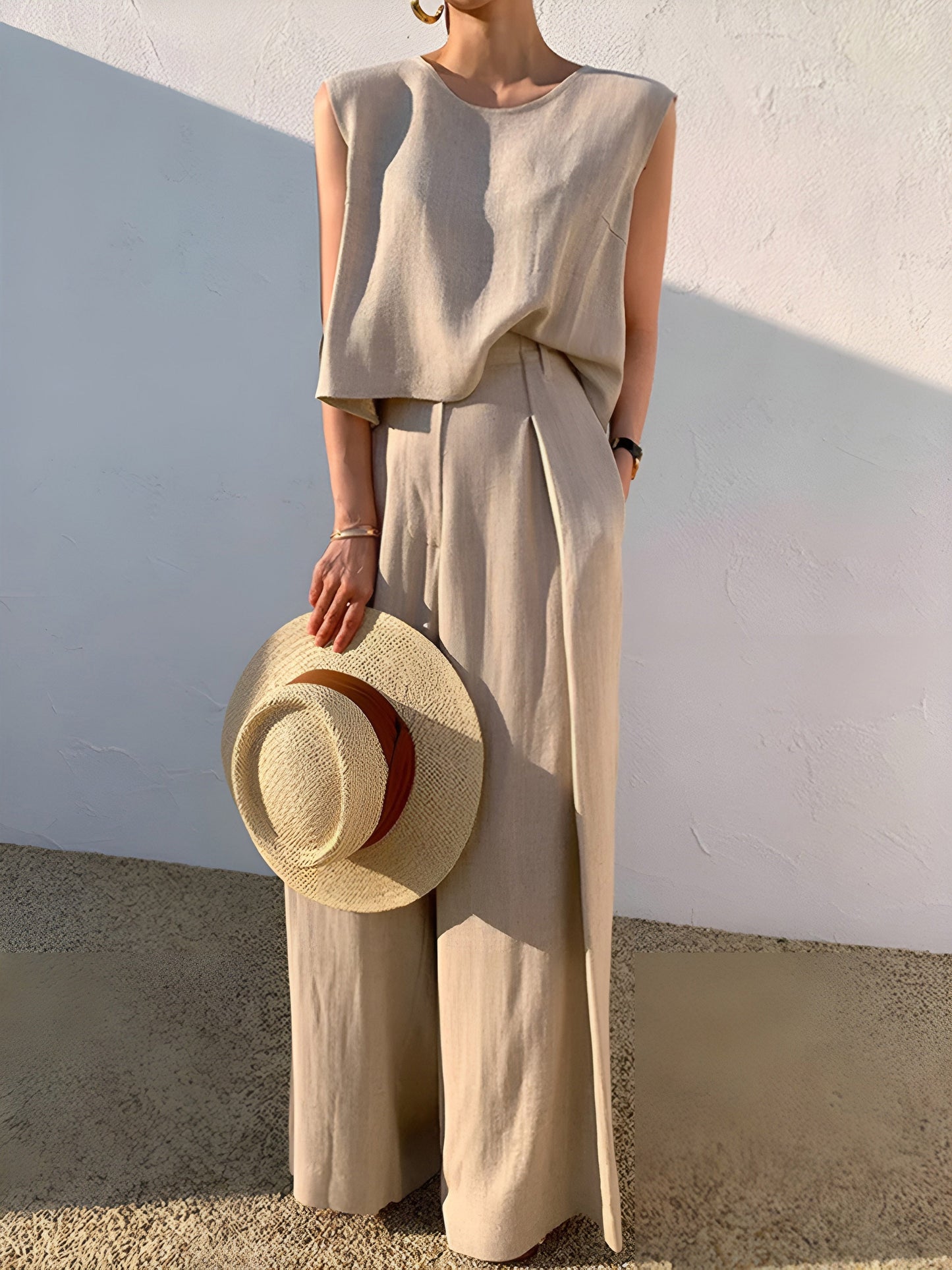 Linnen Mix Casual Broek Set Voor De Modebewuste Vrouw – Ademend, Lichtgewicht & Ideaal Voor Zomerse Dagen En Casual Uitstapjes.