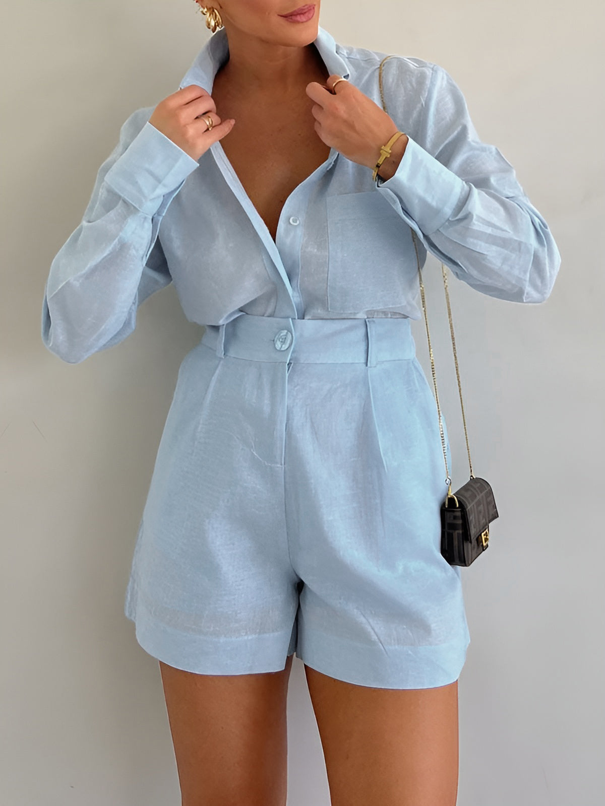 Lange Mouwen Losse Korte Set Voor Modebewuste Dames – Elegante Stof, Trendy Kleuren & Ultiem Comfort Voor Elke Gelegenheid.