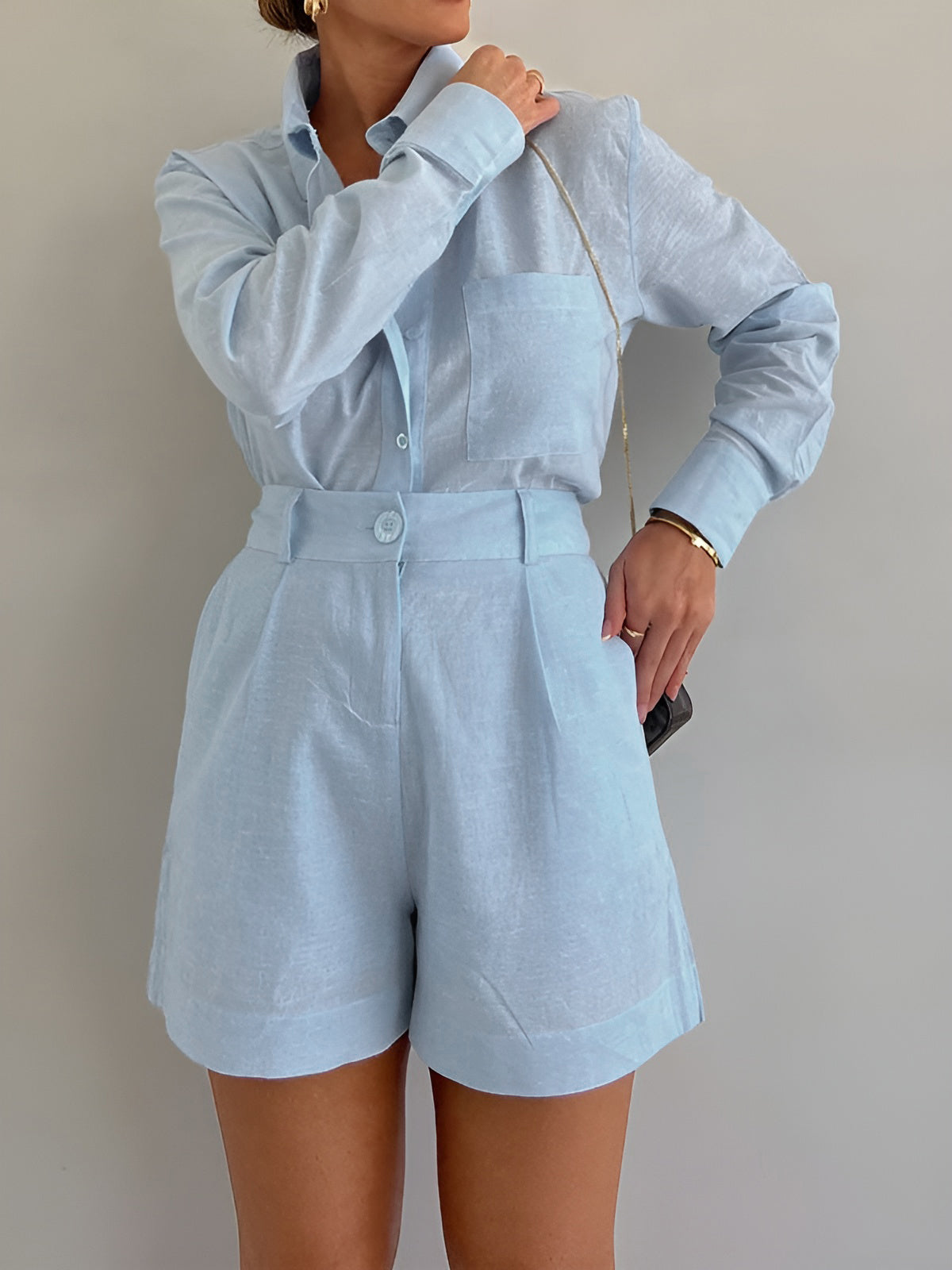 Lange Mouwen Losse Korte Set Voor Modebewuste Dames – Elegante Stof, Trendy Kleuren & Ultiem Comfort Voor Elke Gelegenheid.