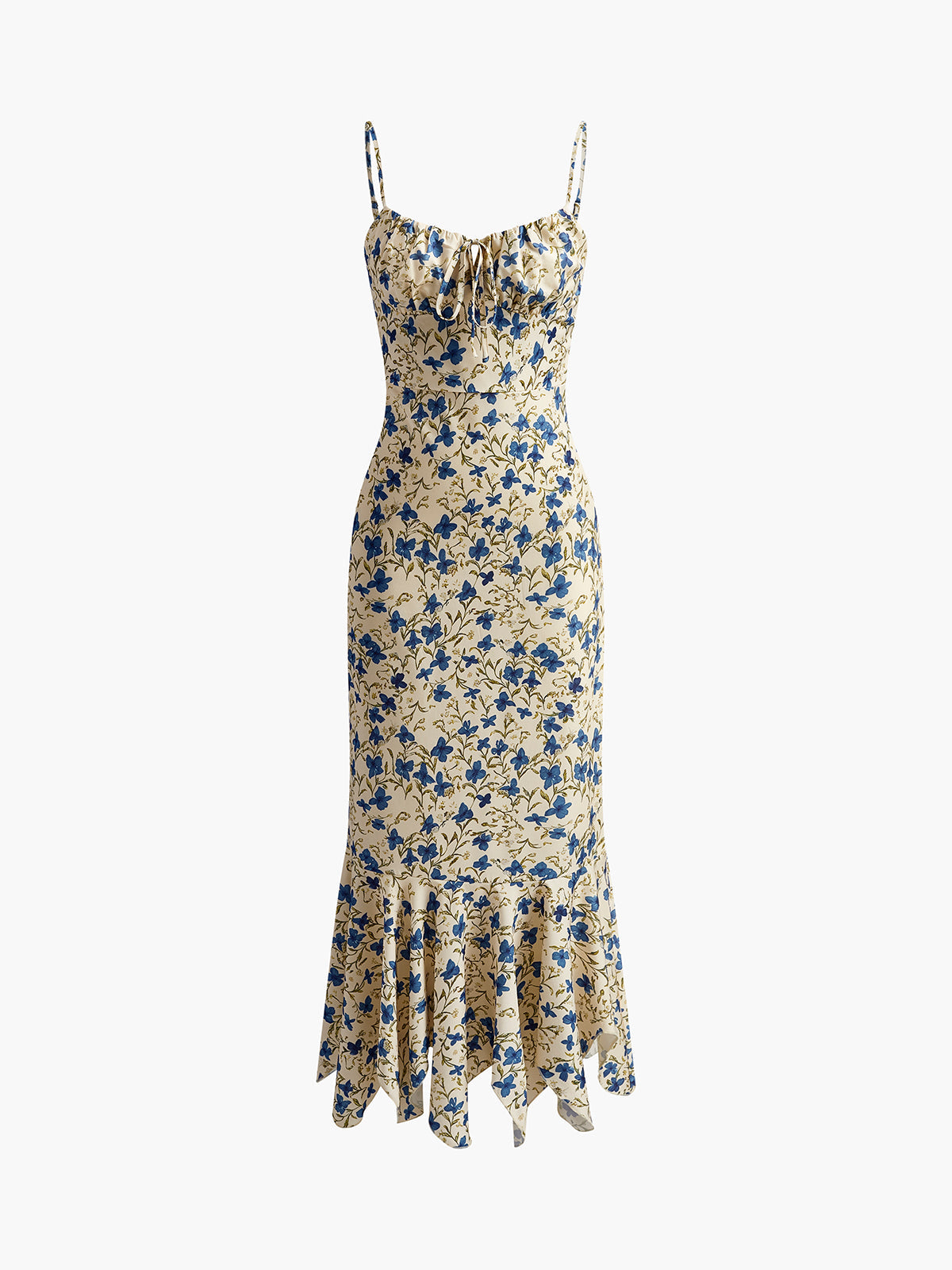 Bloemenprint Jurk Voor Modebewuste Vrouwen – Geknoopt Design, Ongelijkmatige Hemlijn & Perfect Voor Zomerdagen En Feestelijke Gelegenheden.