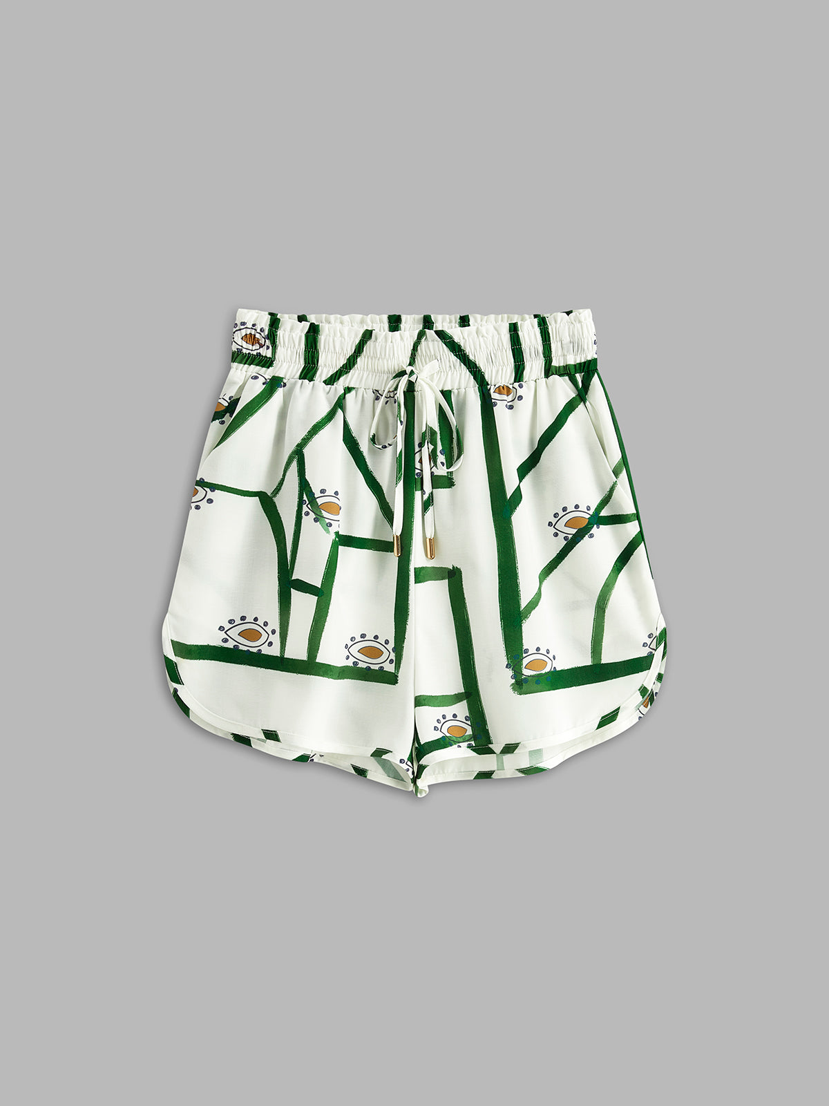 Dames Set Met Print Blouse En Korte Broek – Zomer, Ademend Katoen & Trendy Drawstring Voor Een Nonchalante Look