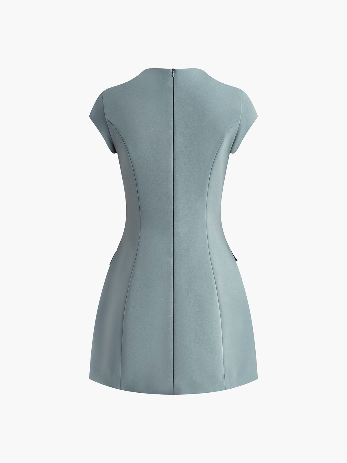 Mini Jurk Voor Dames – Hoge Halslijn, Cap Mouwen & Getailleerde Pasvorm