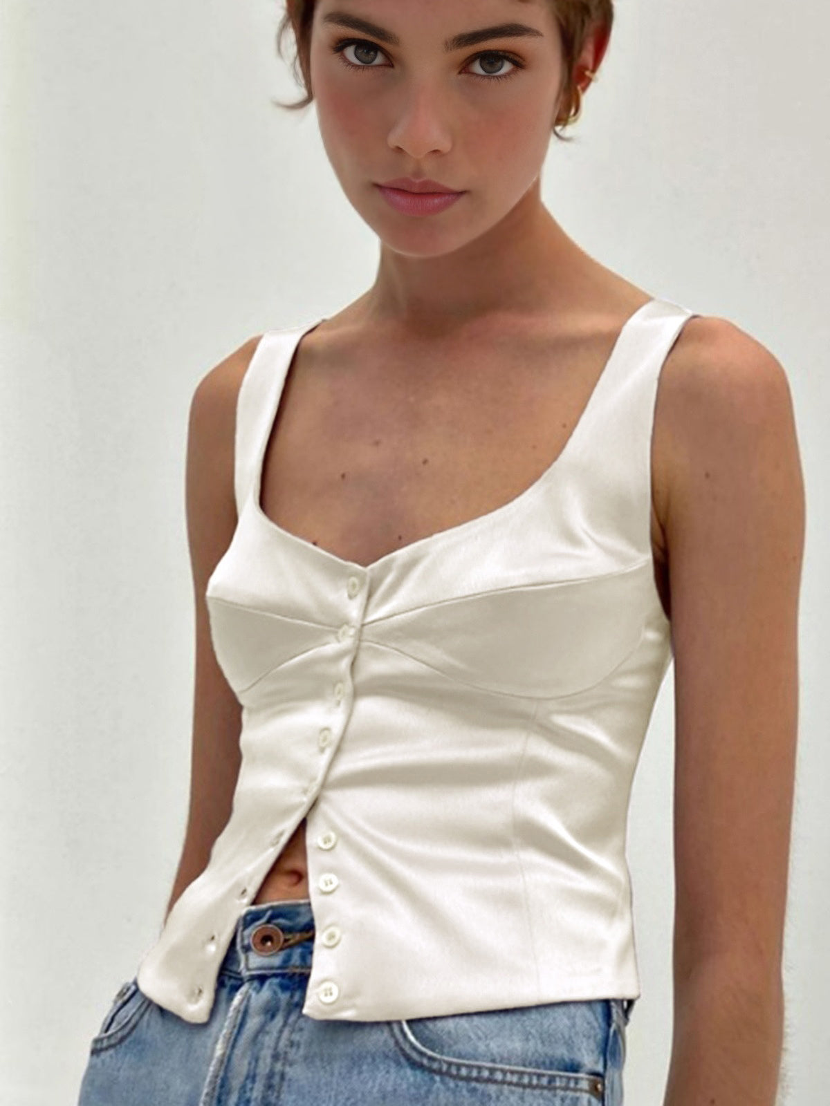 Katoenen Spaghetti Top Voor Casual Dames – Ademend, Lichtgewicht & Ideaal Voor Zomerse Uitstapjes.