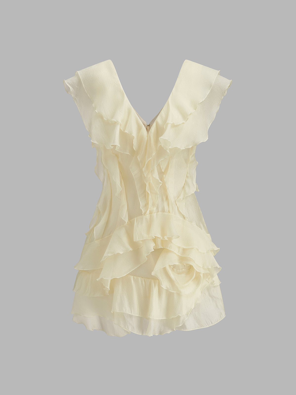 Mini Jurk Met Volants Voor Dames – V-Hals, Luchtige Stof & Zomer Elegant