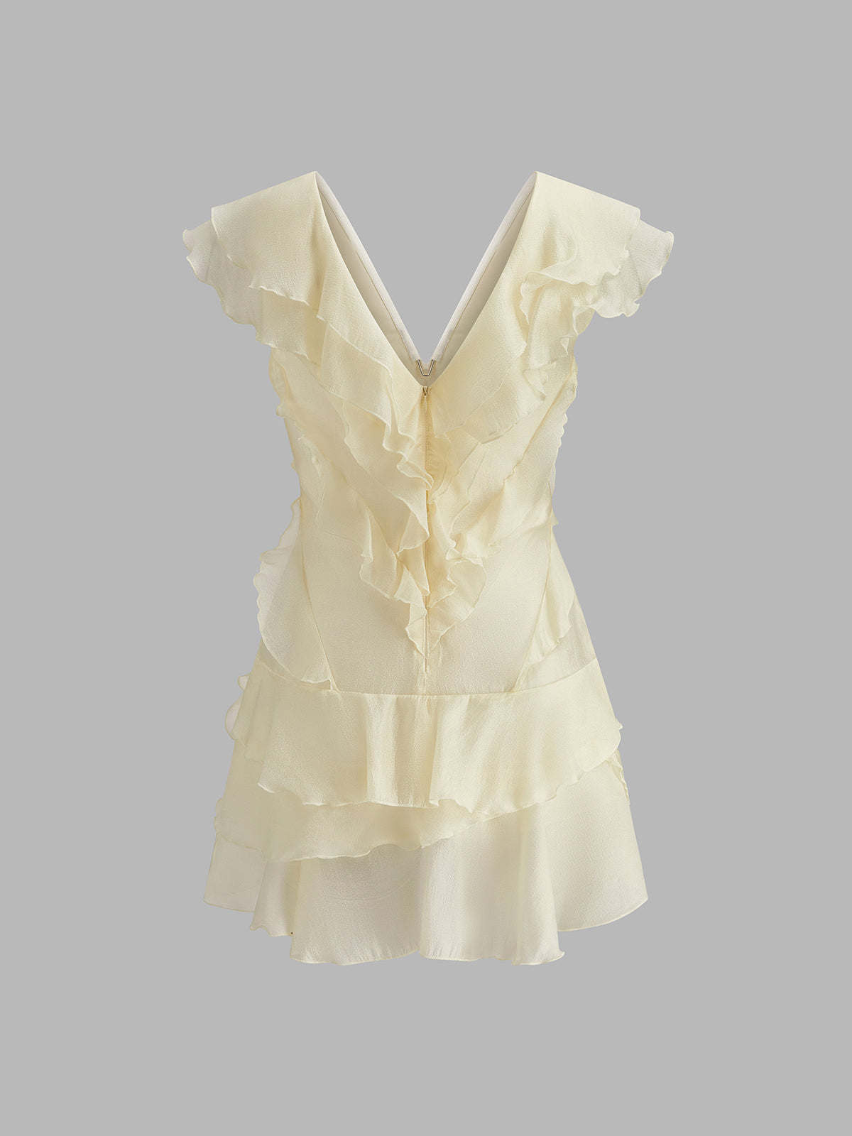 Mini Jurk Met Volants Voor Dames – V-Hals, Luchtige Stof & Zomer Elegant