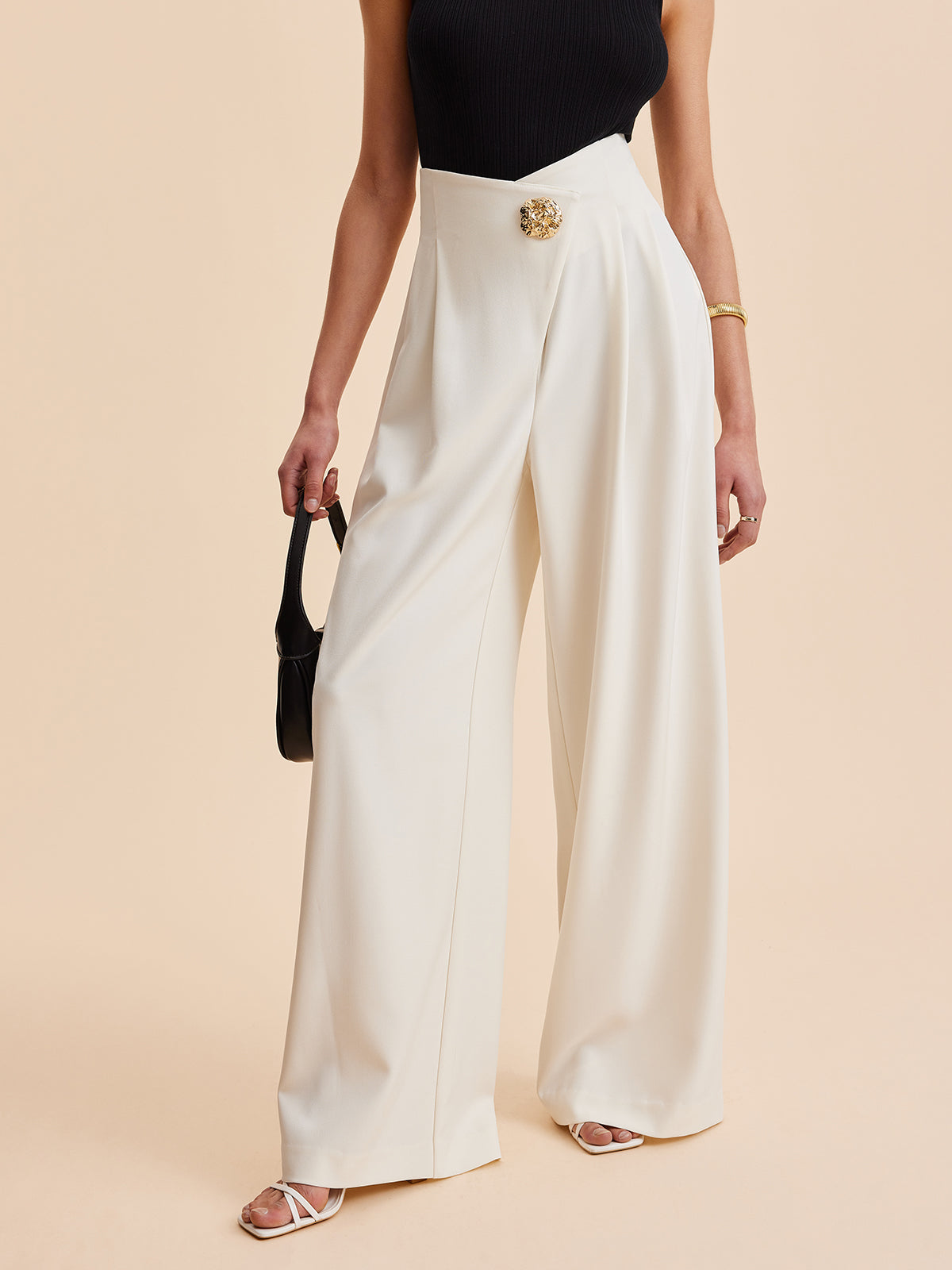 Stijlvolle Hoge Taille Wijde Pantalons Voor Modebewuste Vrouwen – Elegant Ontwerp, Zachte Stof & Veelzijdig Voor Zowel Casual Als Formele Gelegenheden.