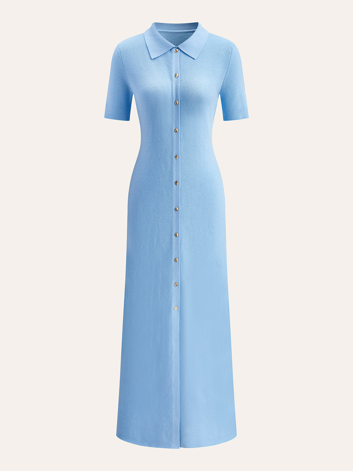 Elegante Midi Jurk Voor Vrouwen – Prachtige Metaal Knopdetails, Tijdloze Kraag & Perfect Voor Feestelijke Gelegenheden Met Een Verfijnde Stijl.