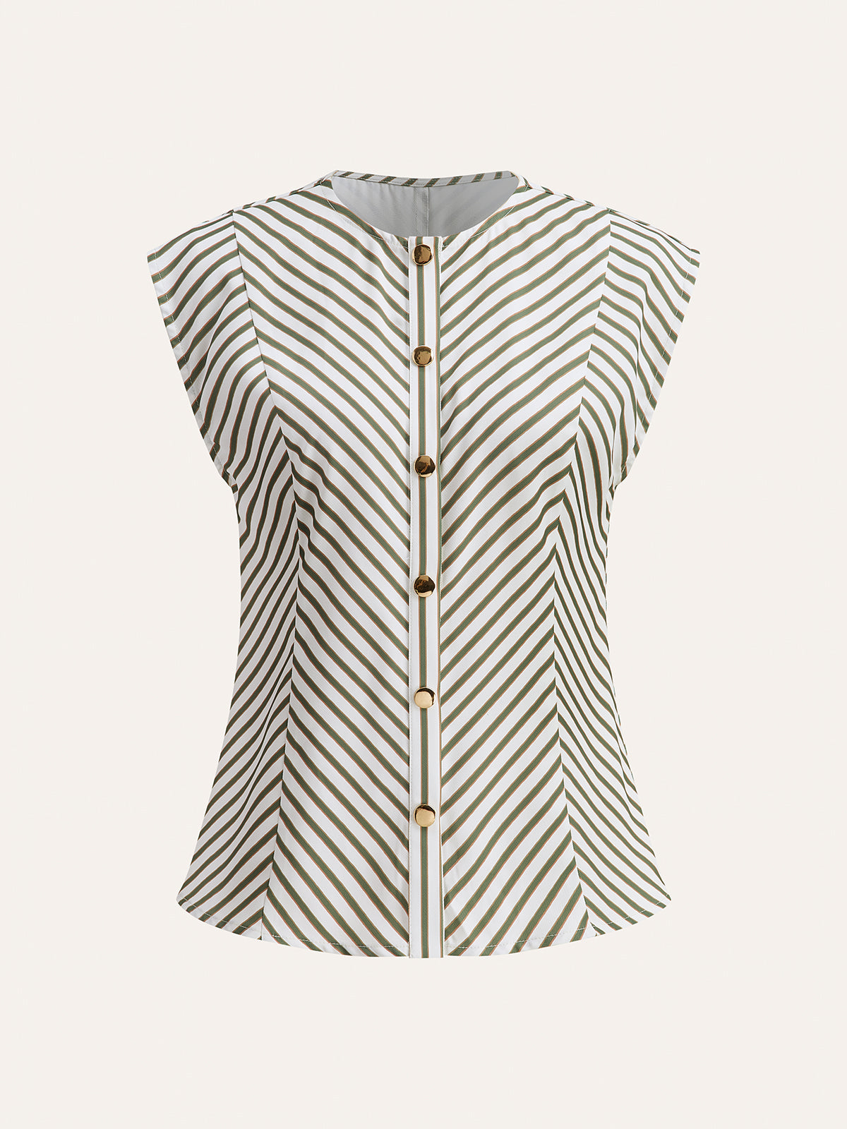 Gestreept Metalen Ronde Hals Shirt Voor Modebewuste Vrouwen – Stijlvol Design, Verstelbare Riem & Perfect Voor Elke Gelegenheid.