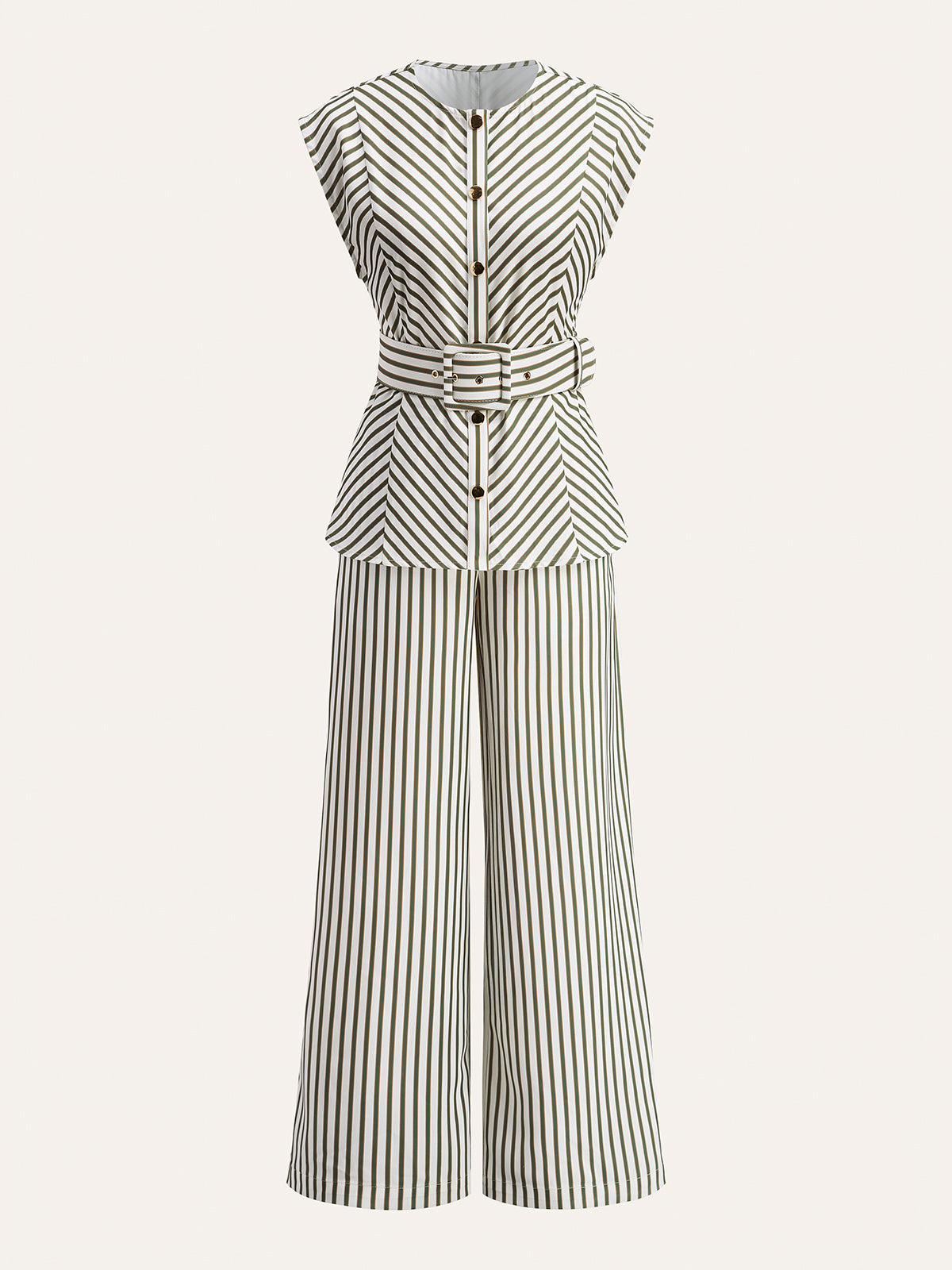 Gestreepte Mid-Waist Brede Pantalon Voor Moderne Vrouwen – Luchtige Stoffen, Veelzijdige Stijl & Comfortabele Pasvorm Voor Elke Gelegenheid.