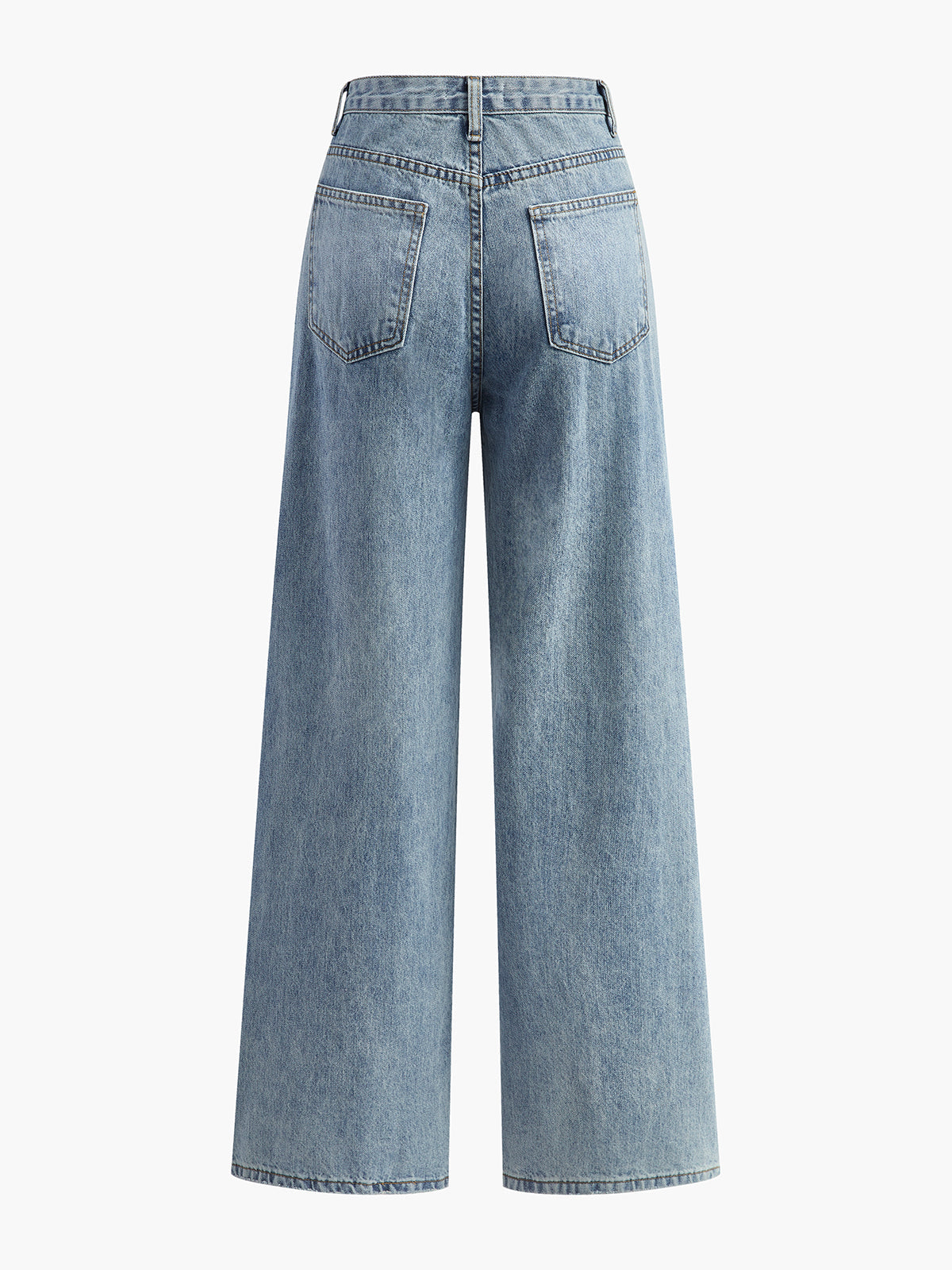 Asymmetrische Taille Wijde Jeans Voor Modebewuste Vrouwen – Katoenmix, Trendy Lichte Blauw & Zorgvuldig Ontwerp Voor Een Unieke Stijlervaring.