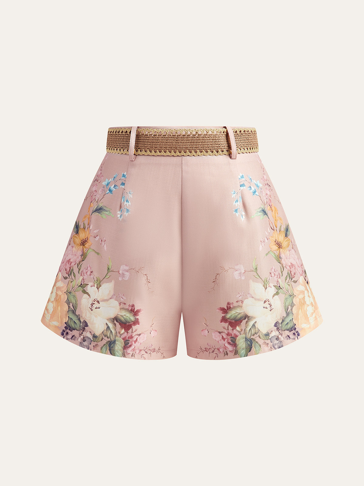 Dames Korte Broek Met Bloemenprint En Ceintuur – Zomer, Luxe Stof & Perfect Voor Elegante En Casual Outfits