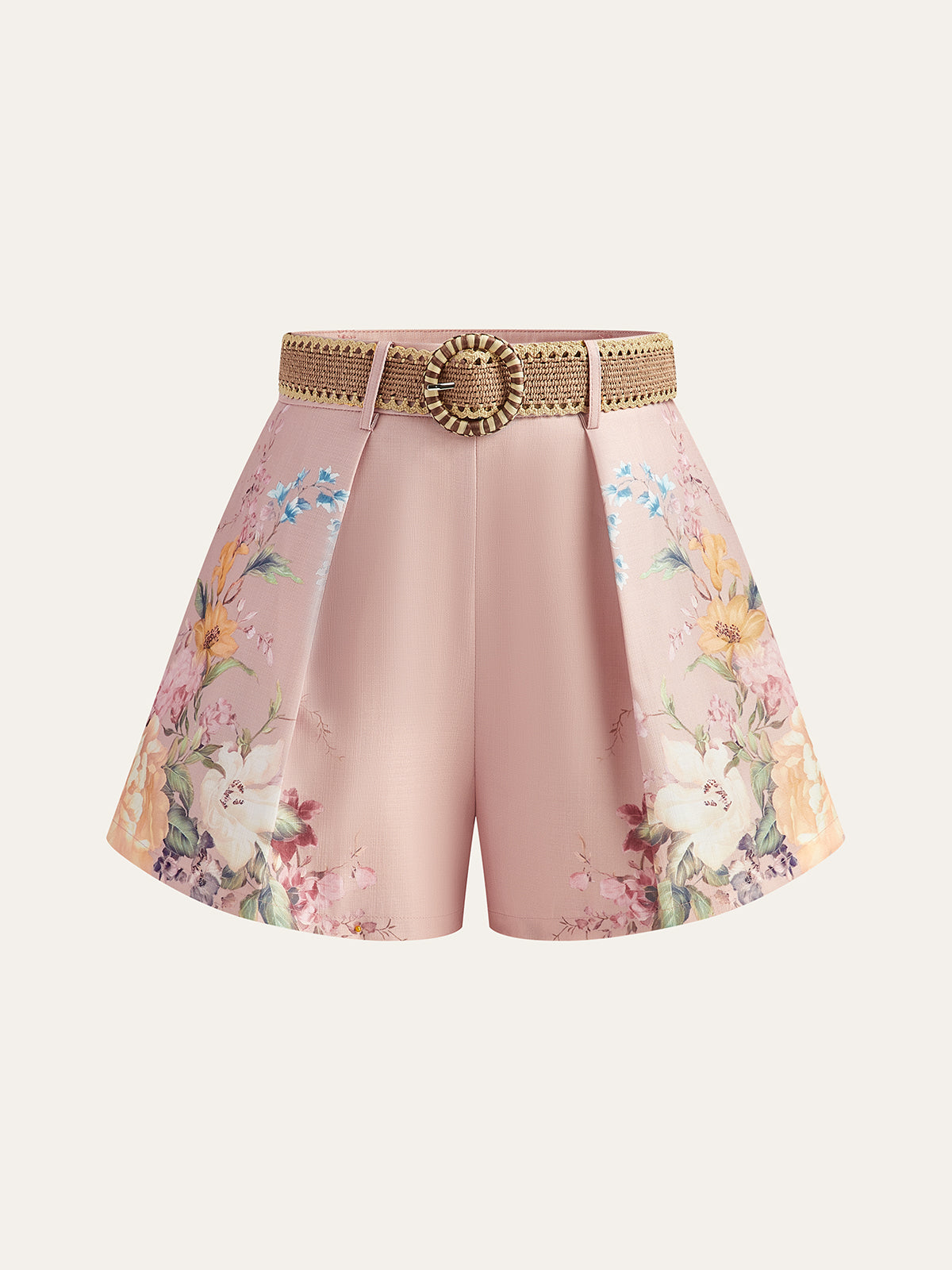 Dames Korte Broek Met Bloemenprint En Ceintuur – Zomer, Luxe Stof & Perfect Voor Elegante En Casual Outfits